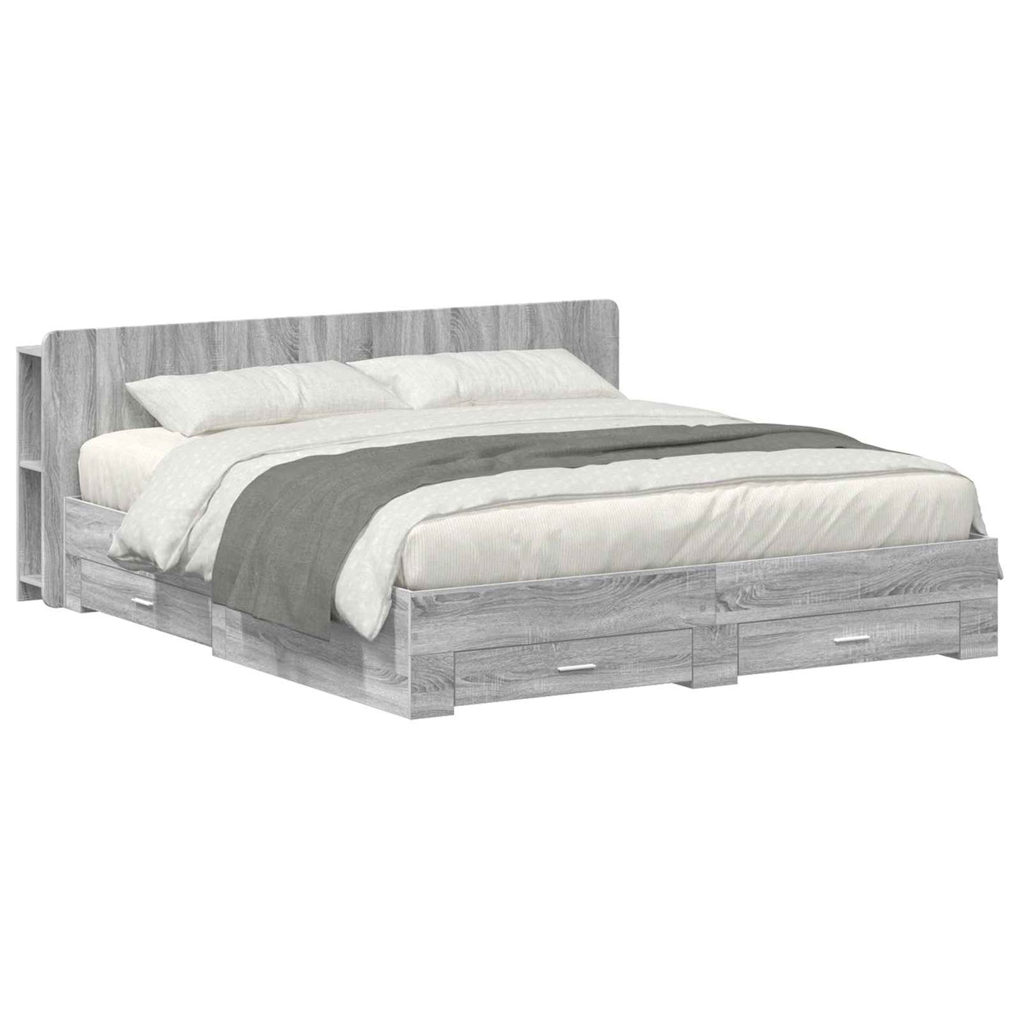 vidaXL Σκελετός κρεβατιού με αποθήκευση Γκρι Sonoma 200 x 200 cm