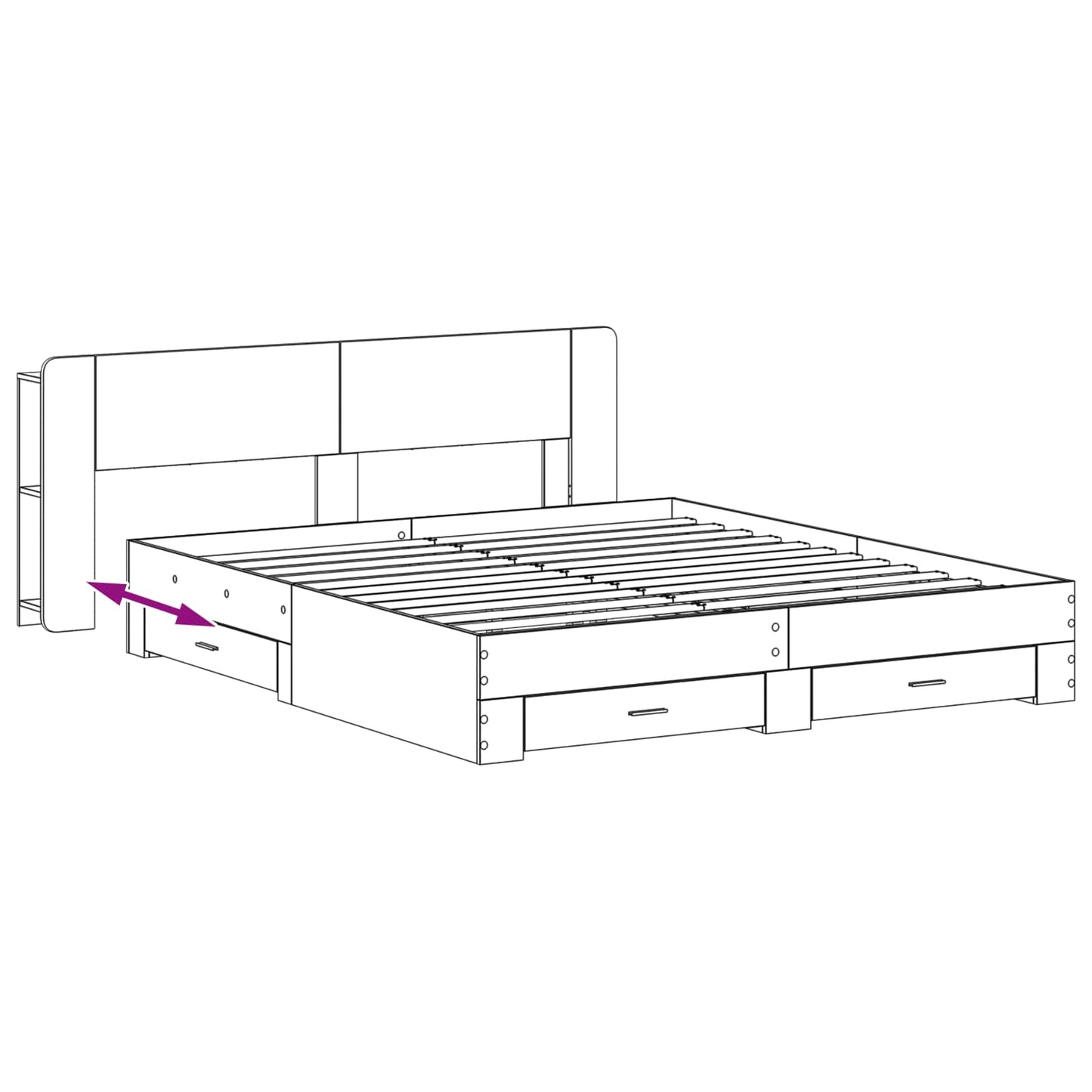 vidaXL Σκελετός κρεβατιού με αποθήκευση Γκρι Sonoma 200 x 200 cm
