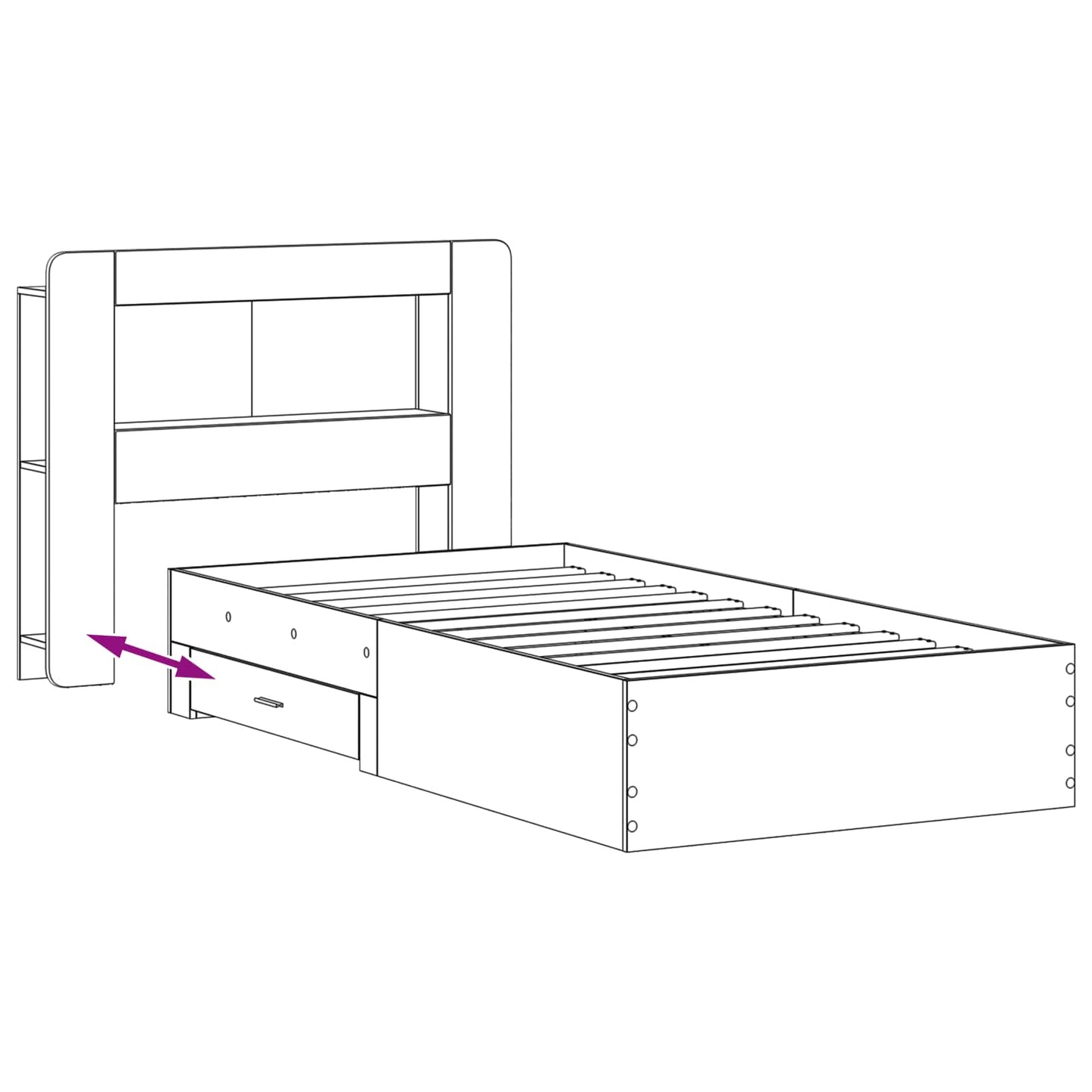 vidaXL Σκελετός κρεβατιού με αποθήκευση Γκρι Sonoma 75 x 190 cm
