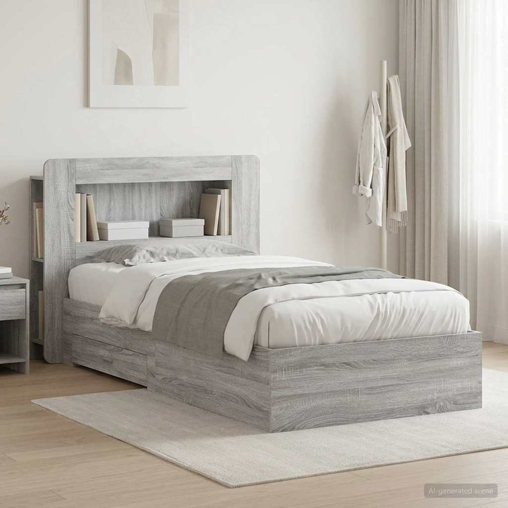 vidaXL Σκελετός κρεβατιού με αποθήκευση Γκρι Sonoma 80 x 200 cm