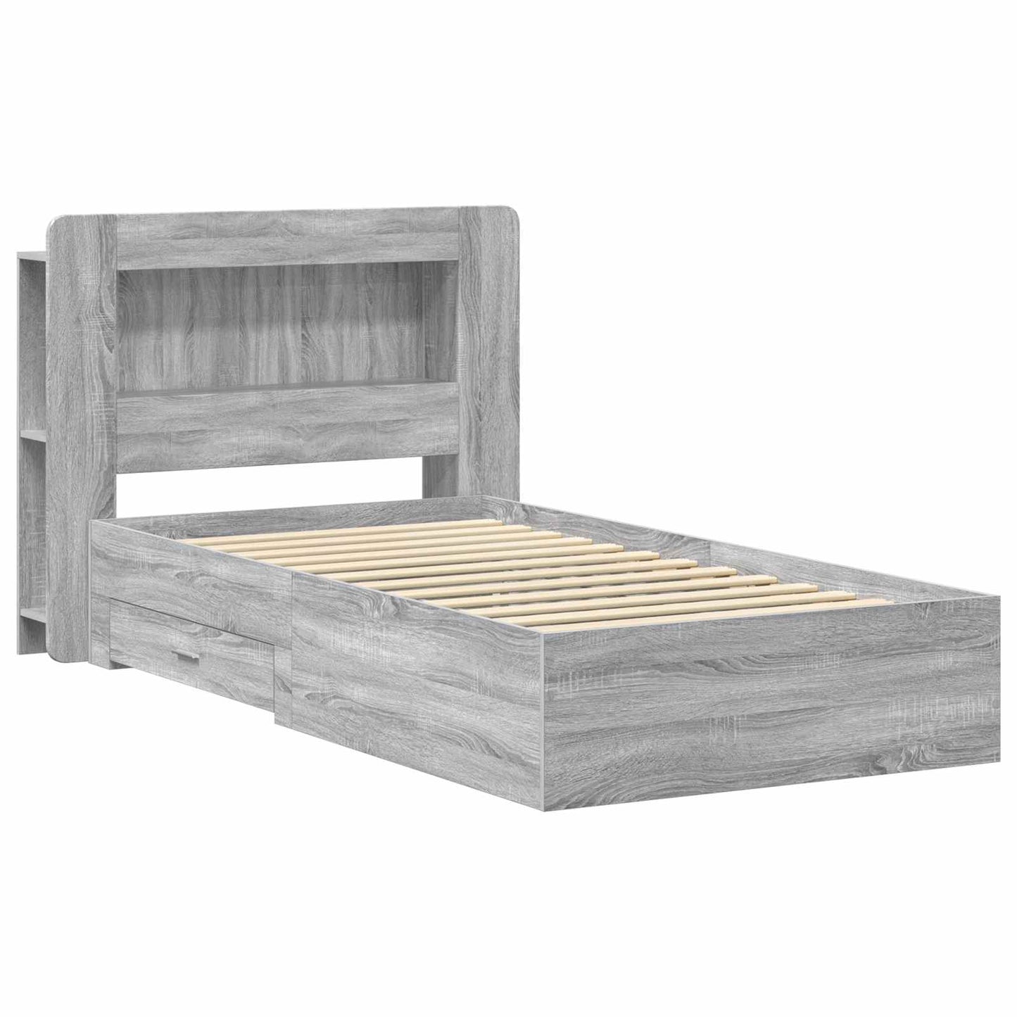 vidaXL Σκελετός κρεβατιού με αποθήκευση Γκρι Sonoma 90 x 190 cm