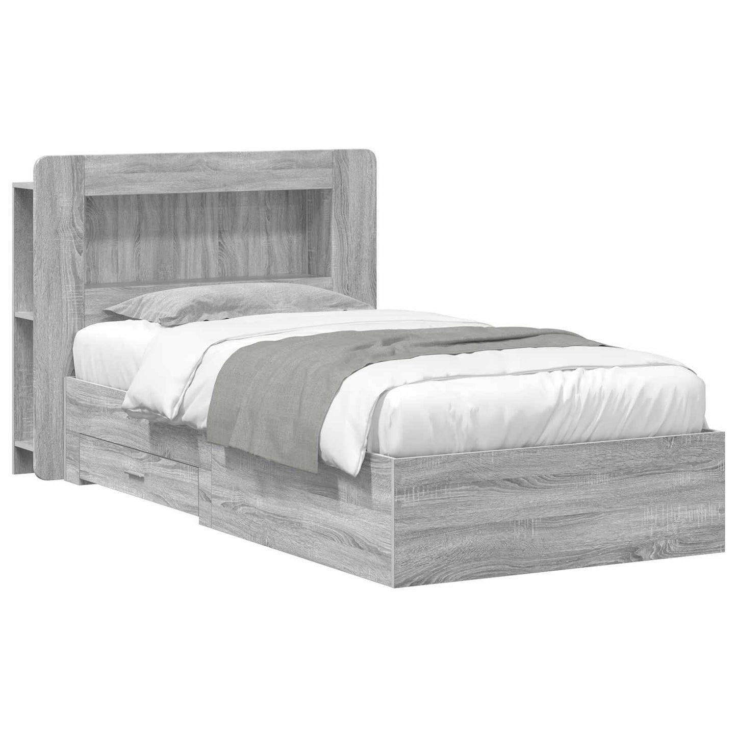 vidaXL Σκελετός κρεβατιού με αποθήκευση Γκρι Sonoma 100 x 200 cm