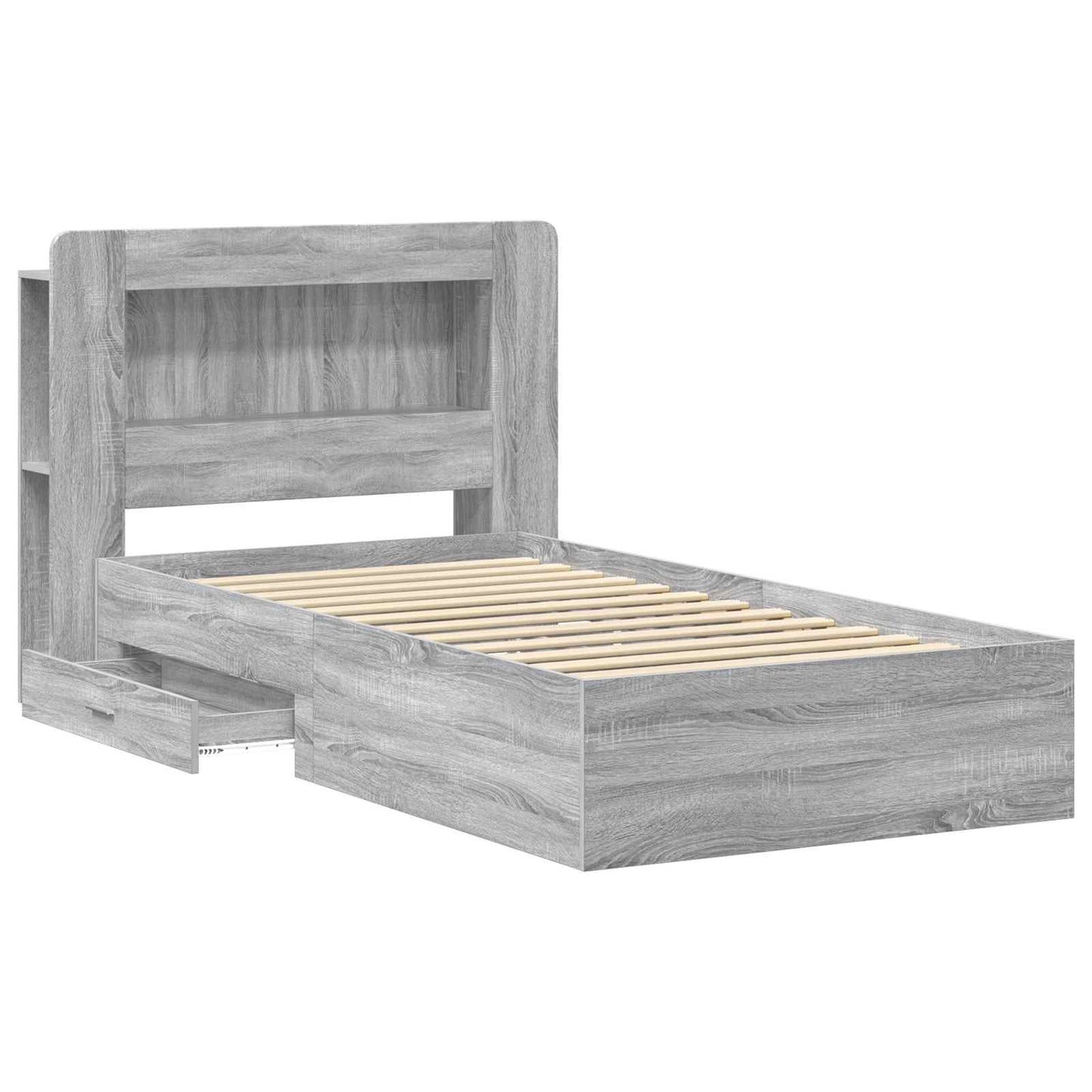 vidaXL Σκελετός κρεβατιού με αποθήκευση Γκρι Sonoma 90 x 200 cm