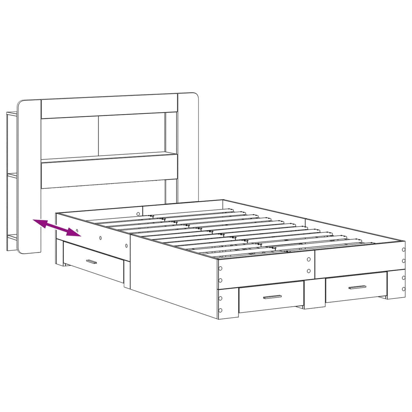 vidaXL Σκελετός κρεβατιού με αποθήκευση Sonoma Δρυς 120 x 200 cm