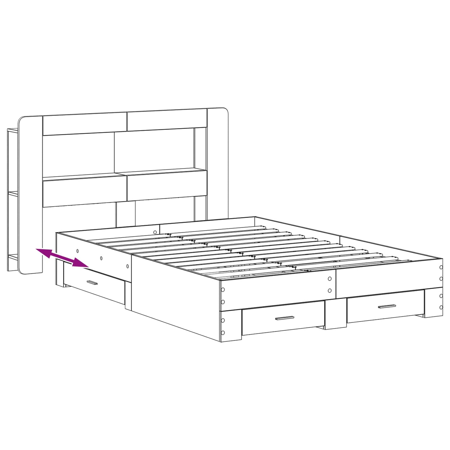 vidaXL Σκελετός κρεβατιού με αποθήκευση Γκρι Sonoma 140 x 200 cm