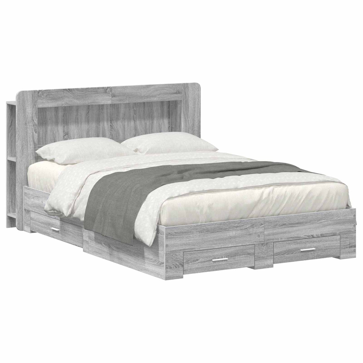 vidaXL Σκελετός κρεβατιού με αποθήκευση Γκρι Sonoma 160 x 200 cm