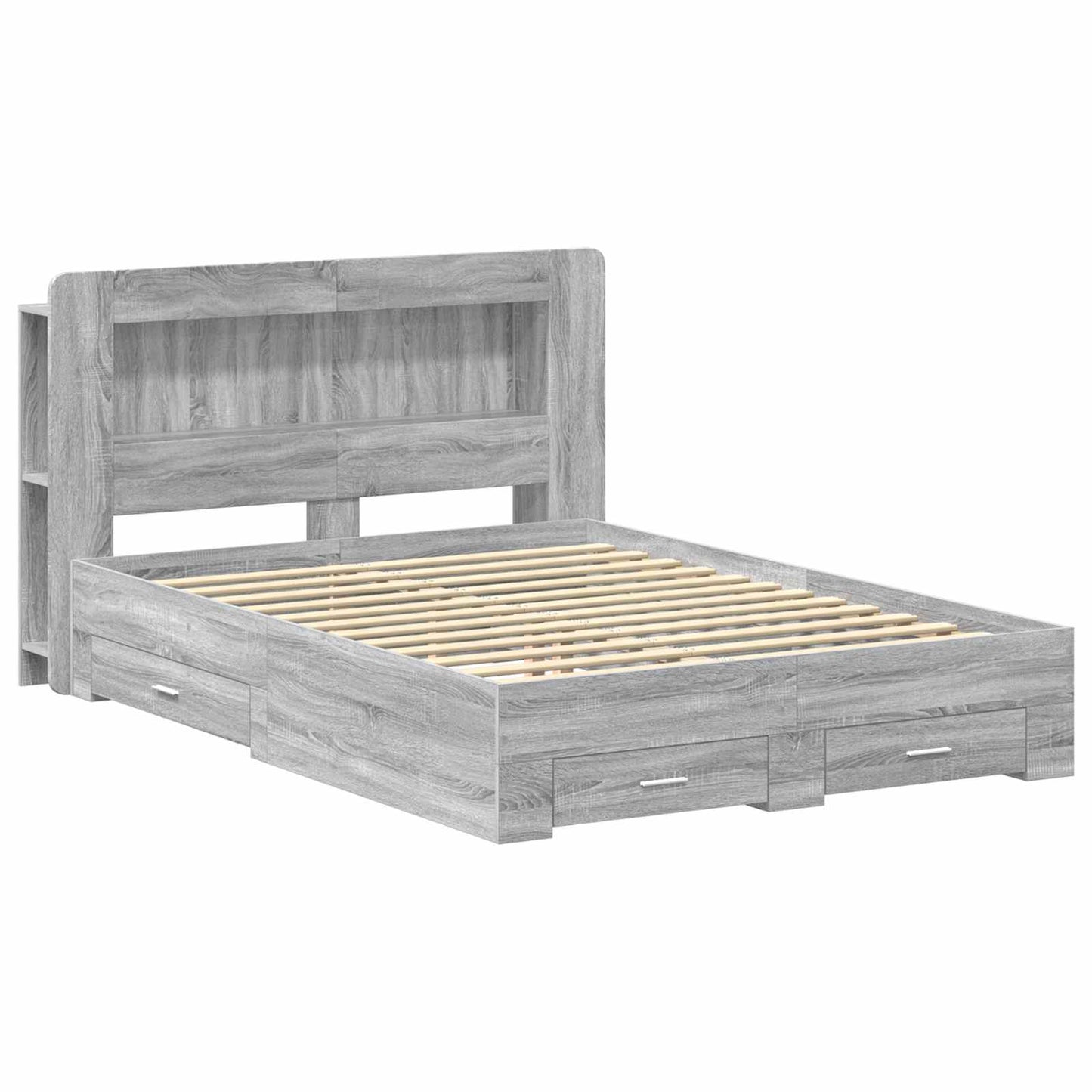 vidaXL Σκελετός κρεβατιού με αποθήκευση Γκρι Sonoma 160 x 200 cm