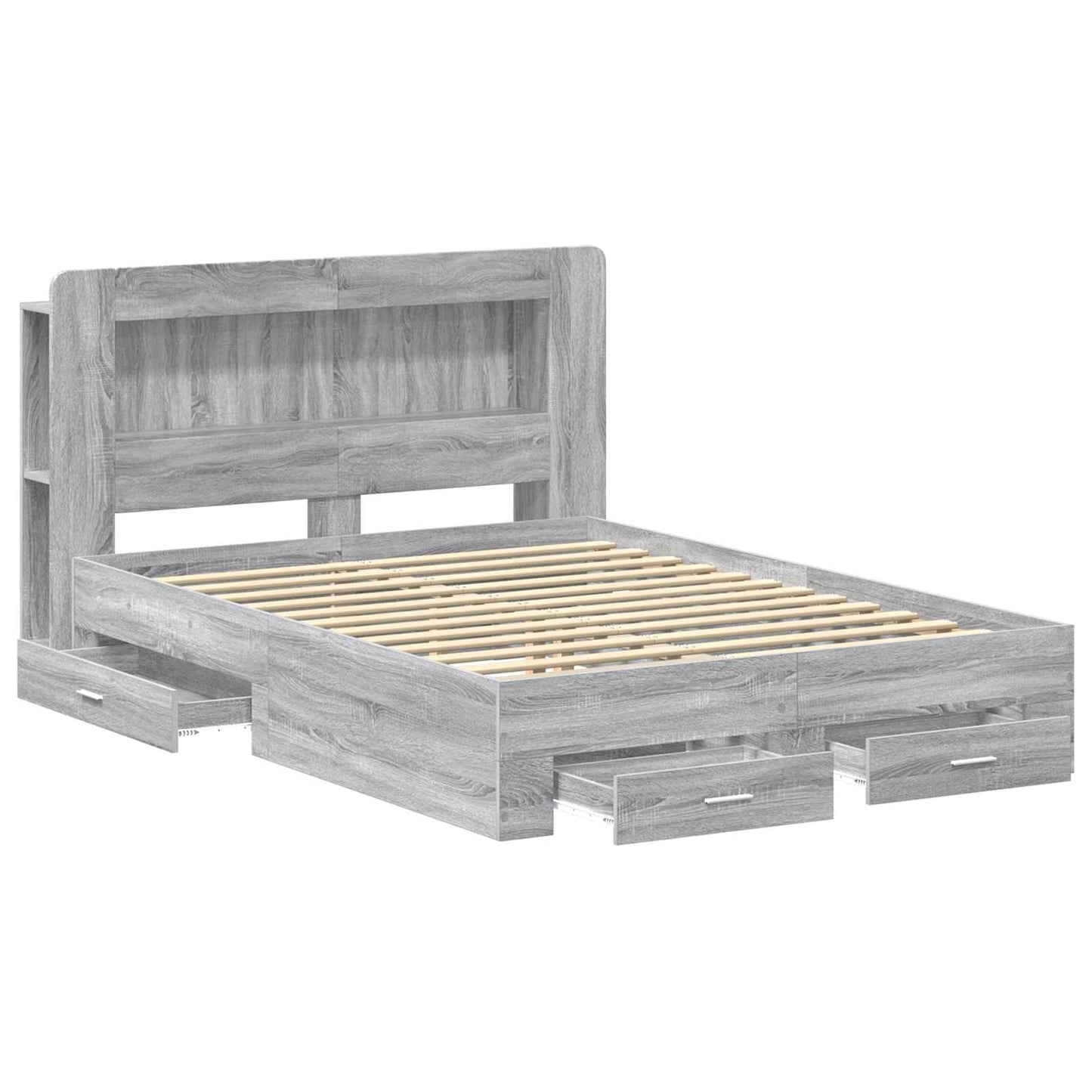 vidaXL Σκελετός κρεβατιού με αποθήκευση Γκρι Sonoma 160 x 200 cm