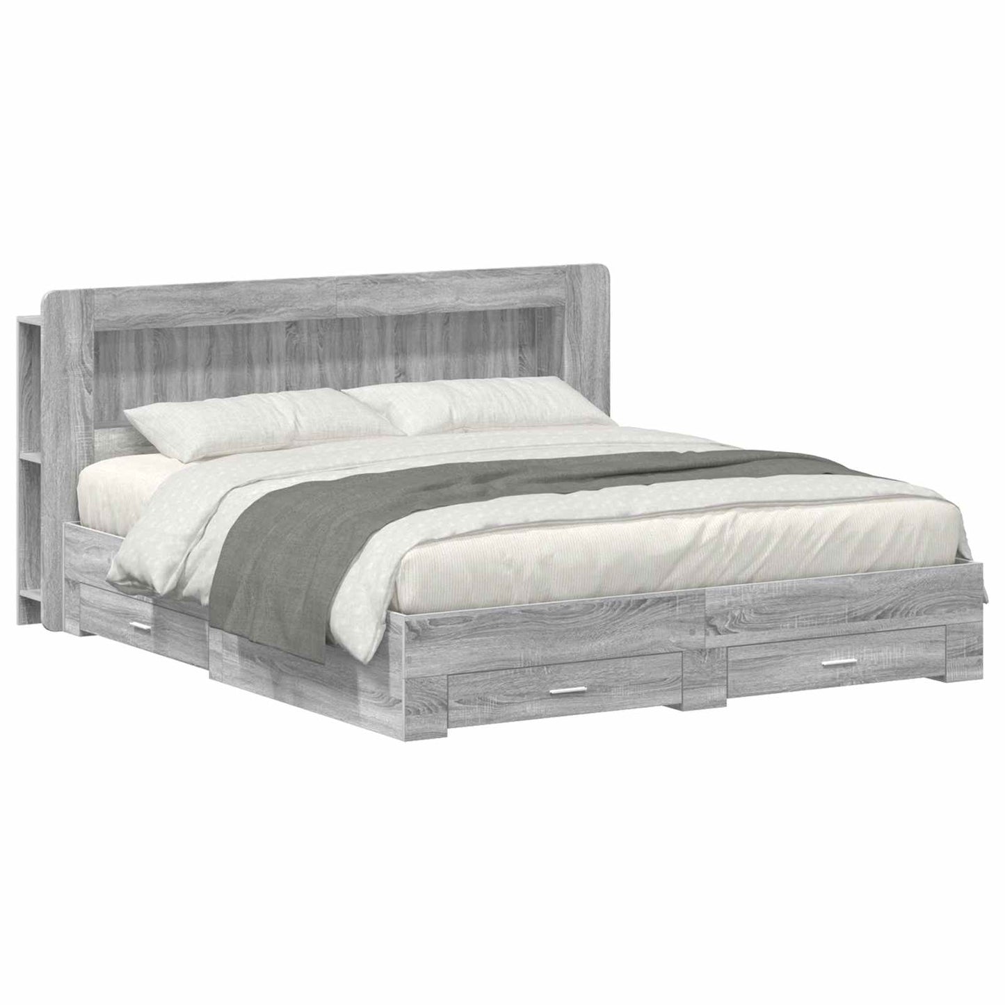 vidaXL Σκελετός κρεβατιού με αποθήκευση Γκρι Sonoma 200 x 200 cm