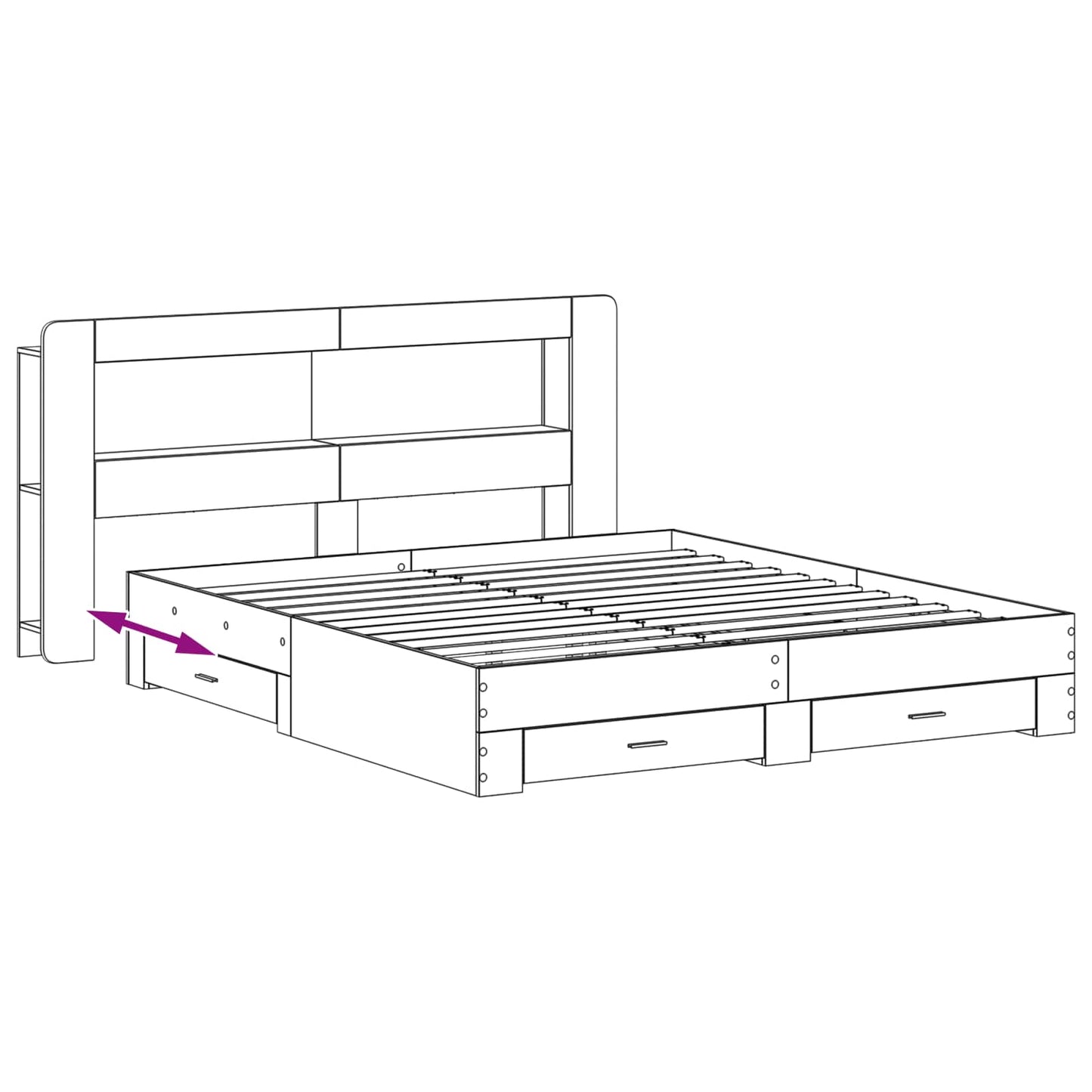 vidaXL Σκελετός κρεβατιού με αποθήκευση Γκρι Sonoma 200 x 200 cm