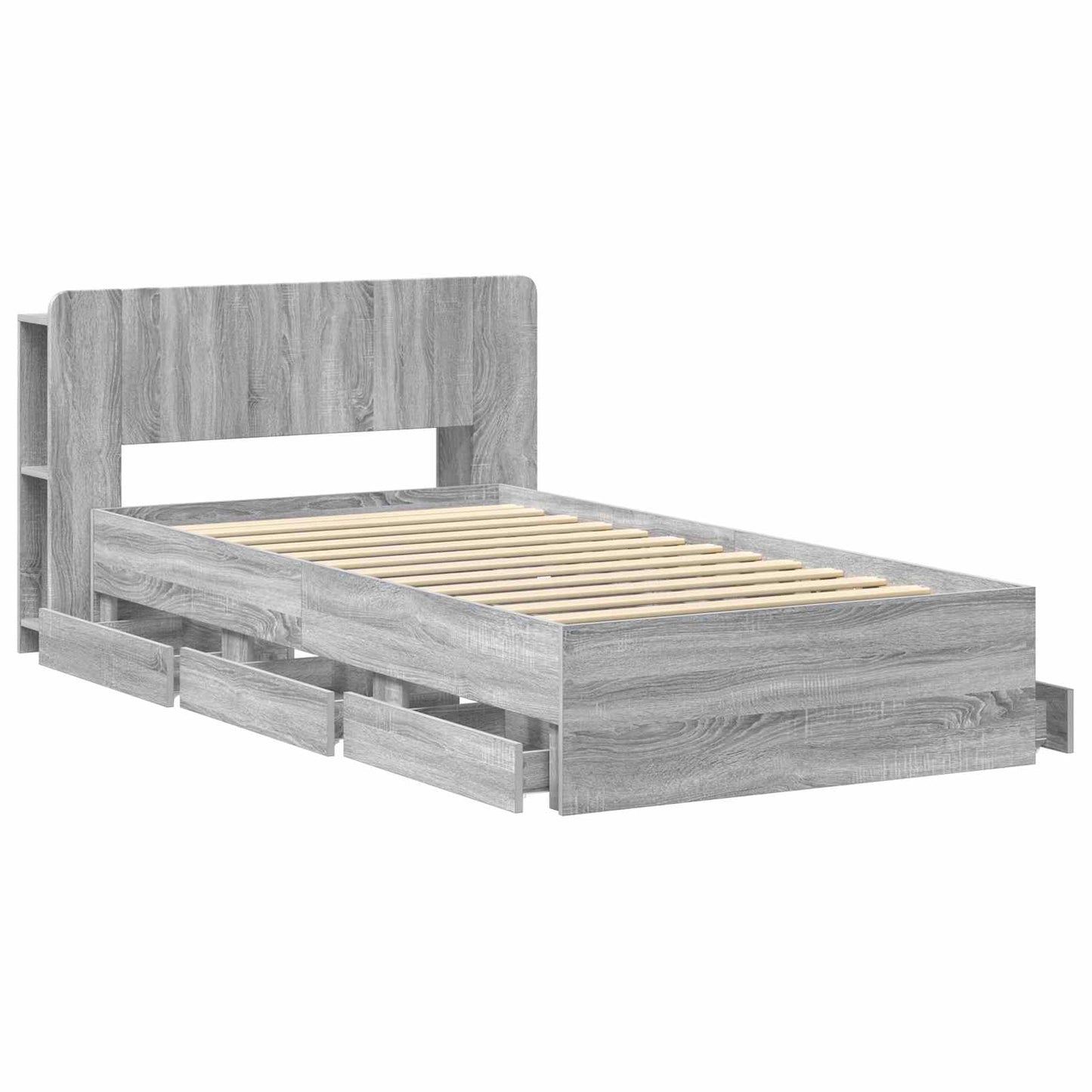 vidaXL Σκελετός κρεβατιού με αποθήκευση Γκρι Sonoma 75 x 190 cm