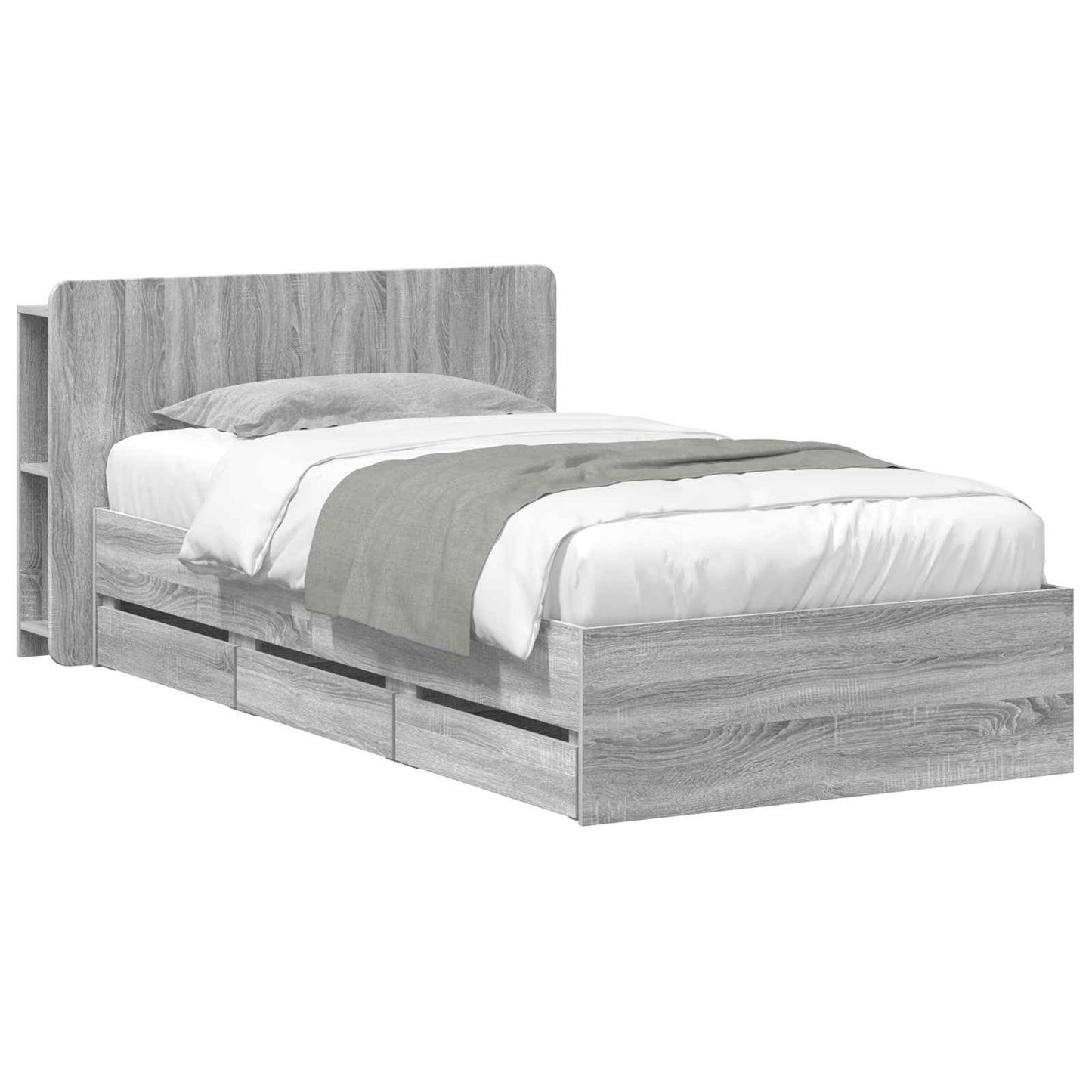 vidaXL Σκελετός κρεβατιού με αποθήκευση Γκρι Sonoma 100 x 200 cm