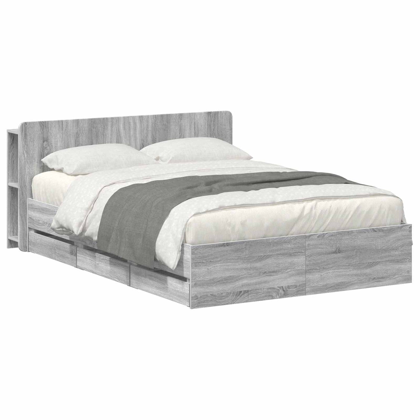 vidaXL Σκελετός κρεβατιού με αποθήκευση Γκρι Sonoma 140 x 200 cm