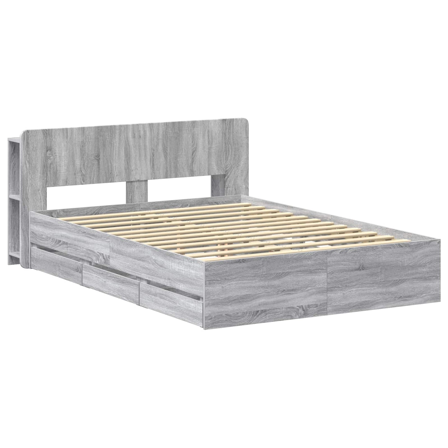 vidaXL Σκελετός κρεβατιού με αποθήκευση Γκρι Sonoma 150 x 200 cm