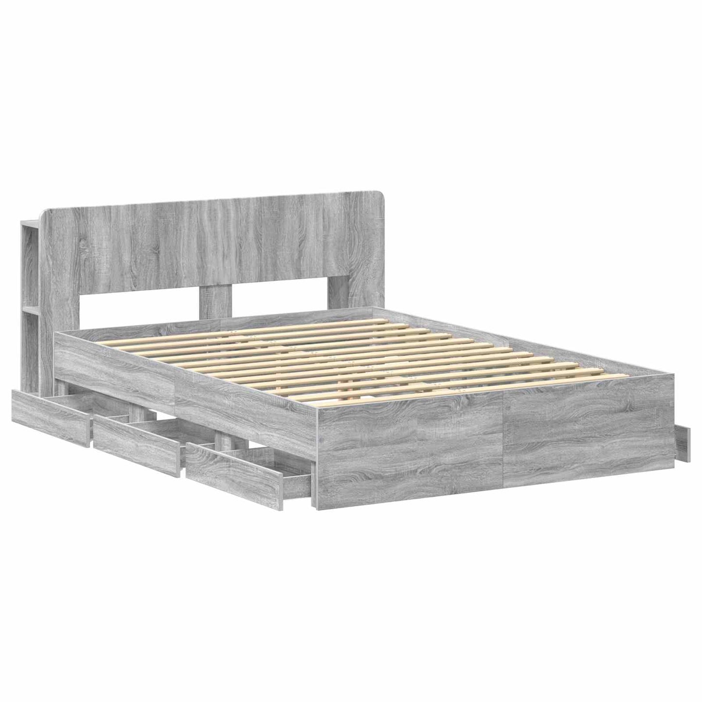 vidaXL Σκελετός κρεβατιού με αποθήκευση Γκρι Sonoma 150 x 200 cm