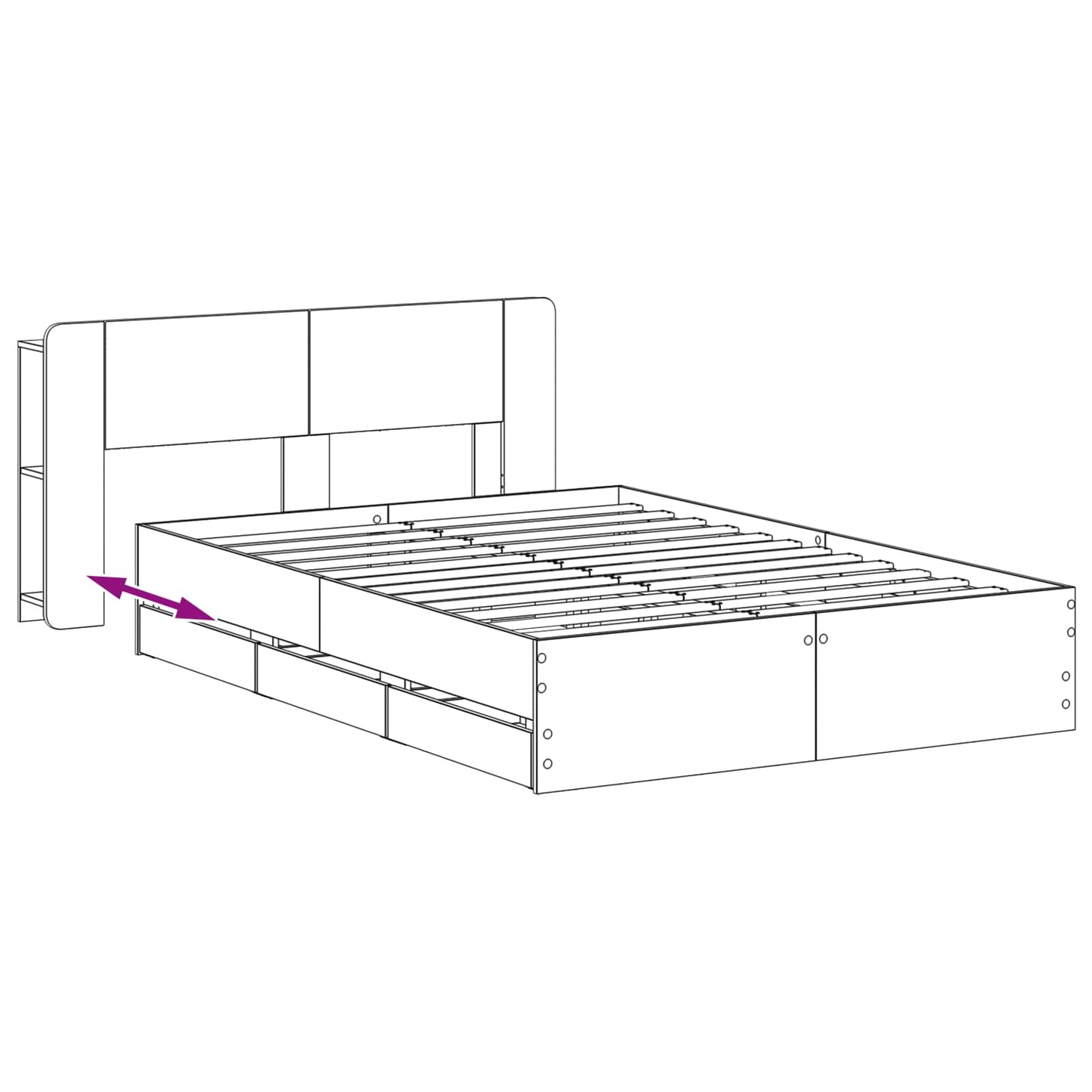vidaXL Σκελετός κρεβατιού με αποθήκευση Γκρι Sonoma 150 x 200 cm