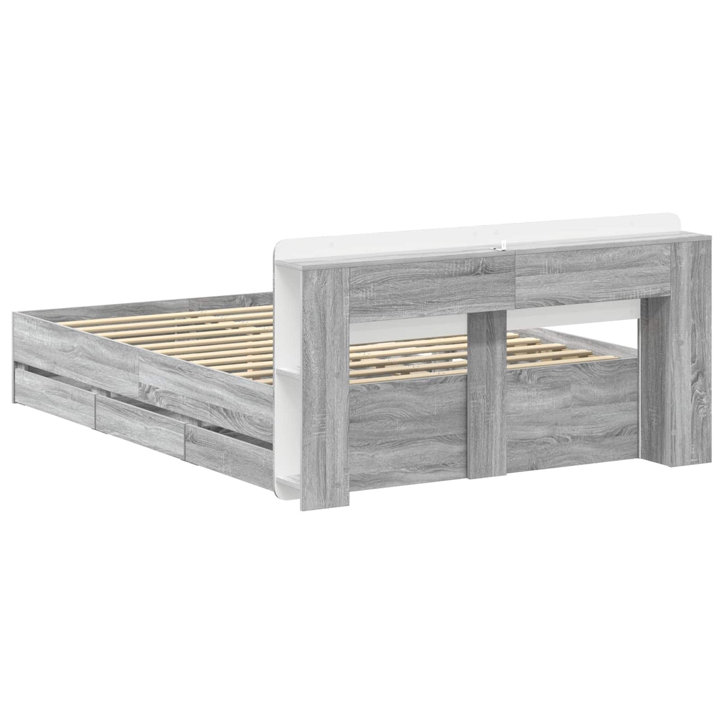 vidaXL Σκελετός κρεβατιού με αποθήκευση Γκρι Sonoma 160 x 200 cm