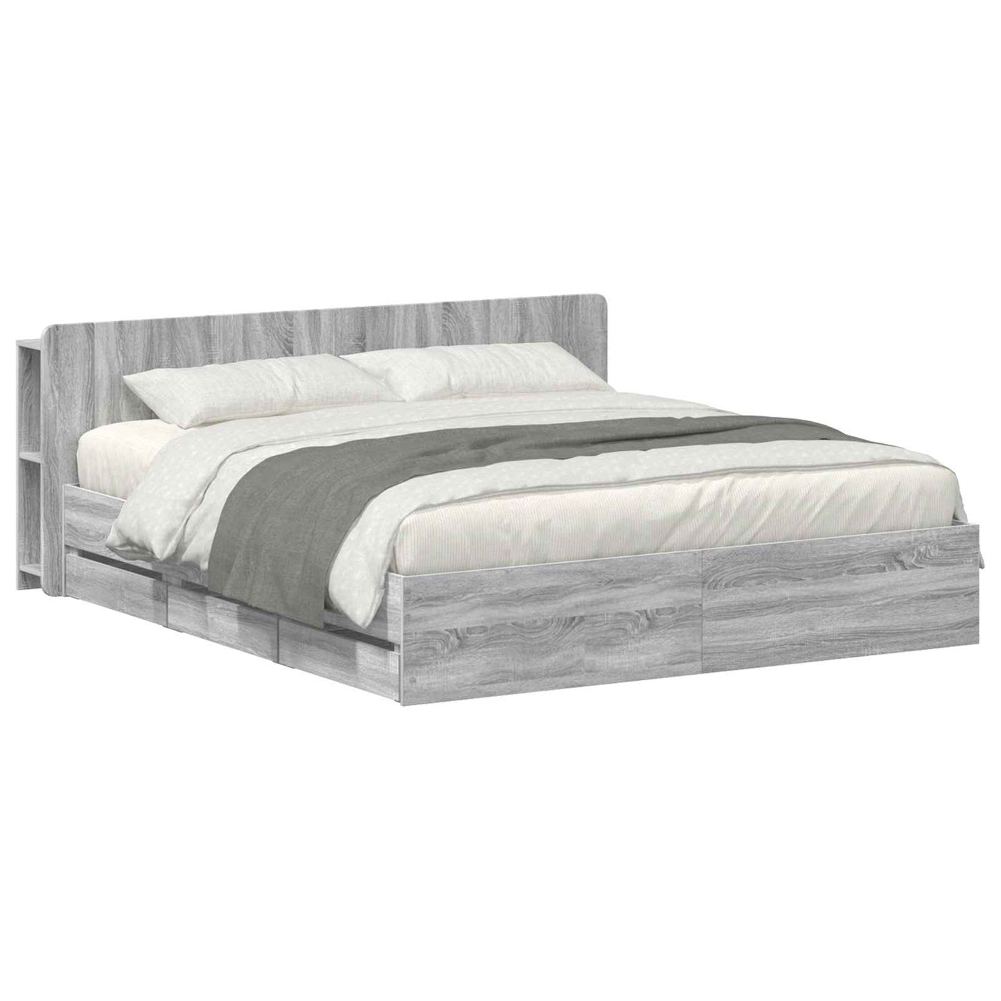 vidaXL Σκελετός κρεβατιού με αποθήκευση Γκρι Sonoma 200 x 200 cm