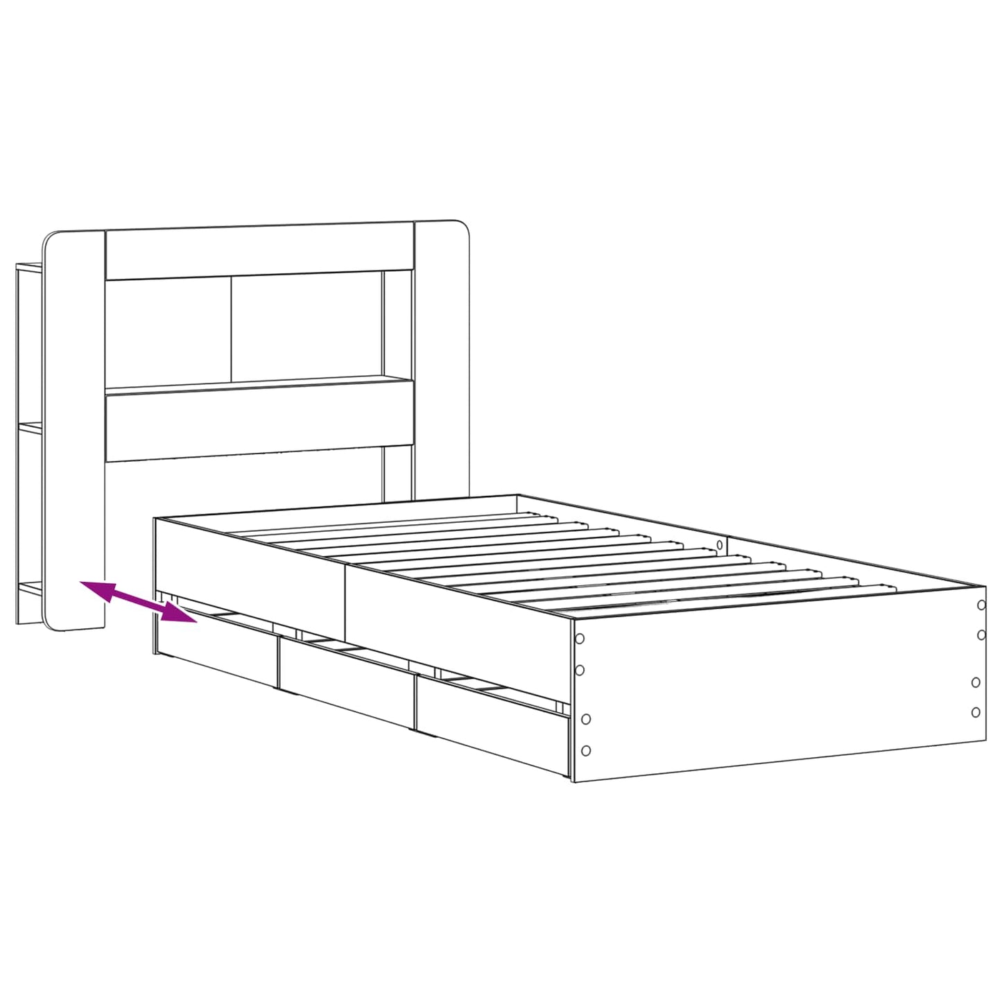 vidaXL Σκελετός κρεβατιού με αποθήκευση Γκρι Sonoma 75 x 190 cm