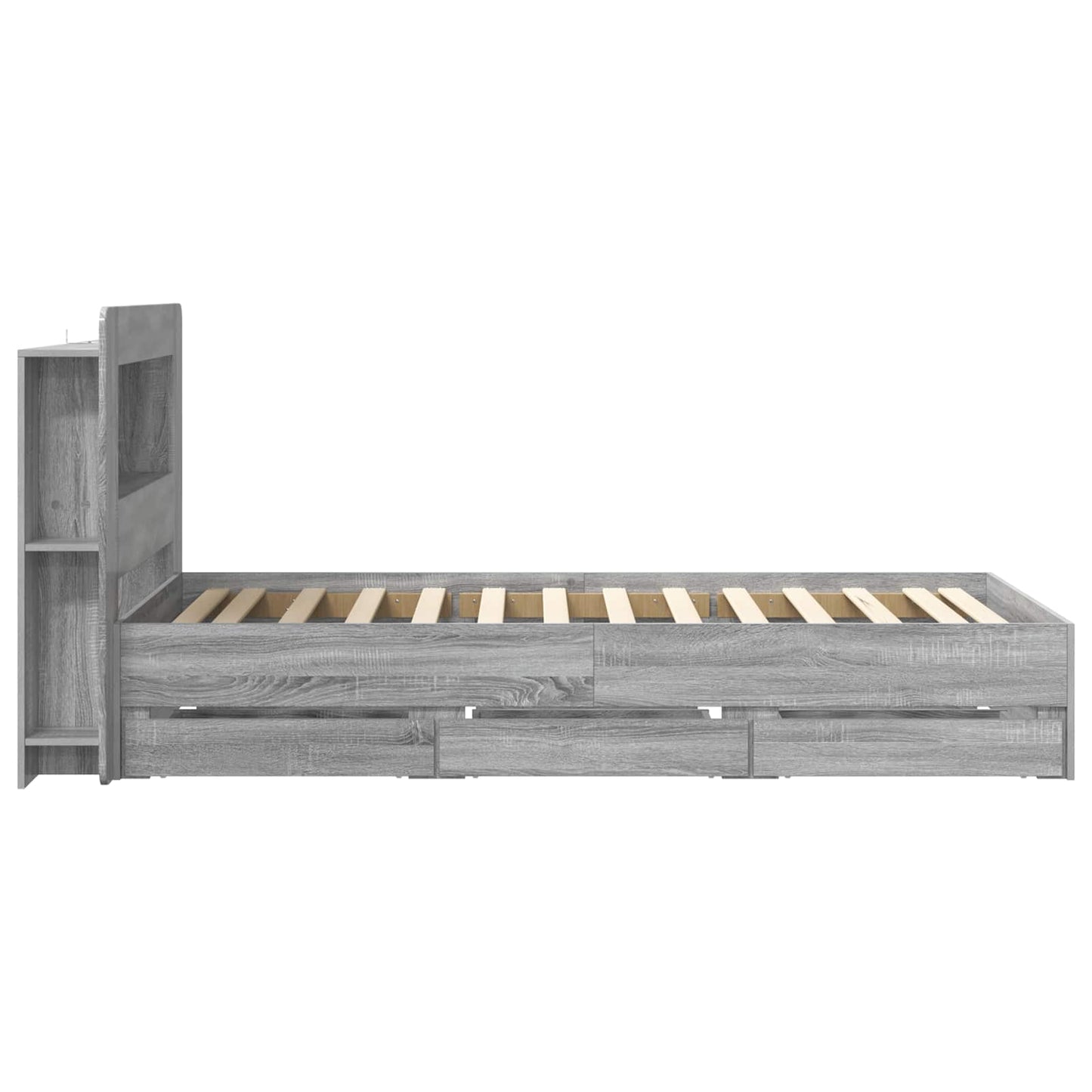 vidaXL Σκελετός κρεβατιού με αποθήκευση Γκρι Sonoma 100 x 200 cm