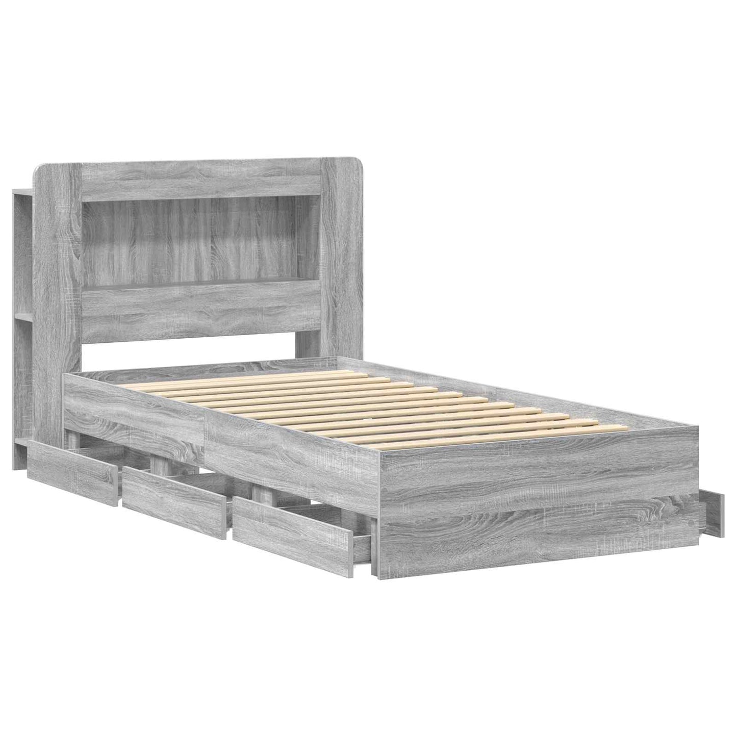 vidaXL Σκελετός κρεβατιού με αποθήκευση Γκρι Sonoma 90 x 200 cm