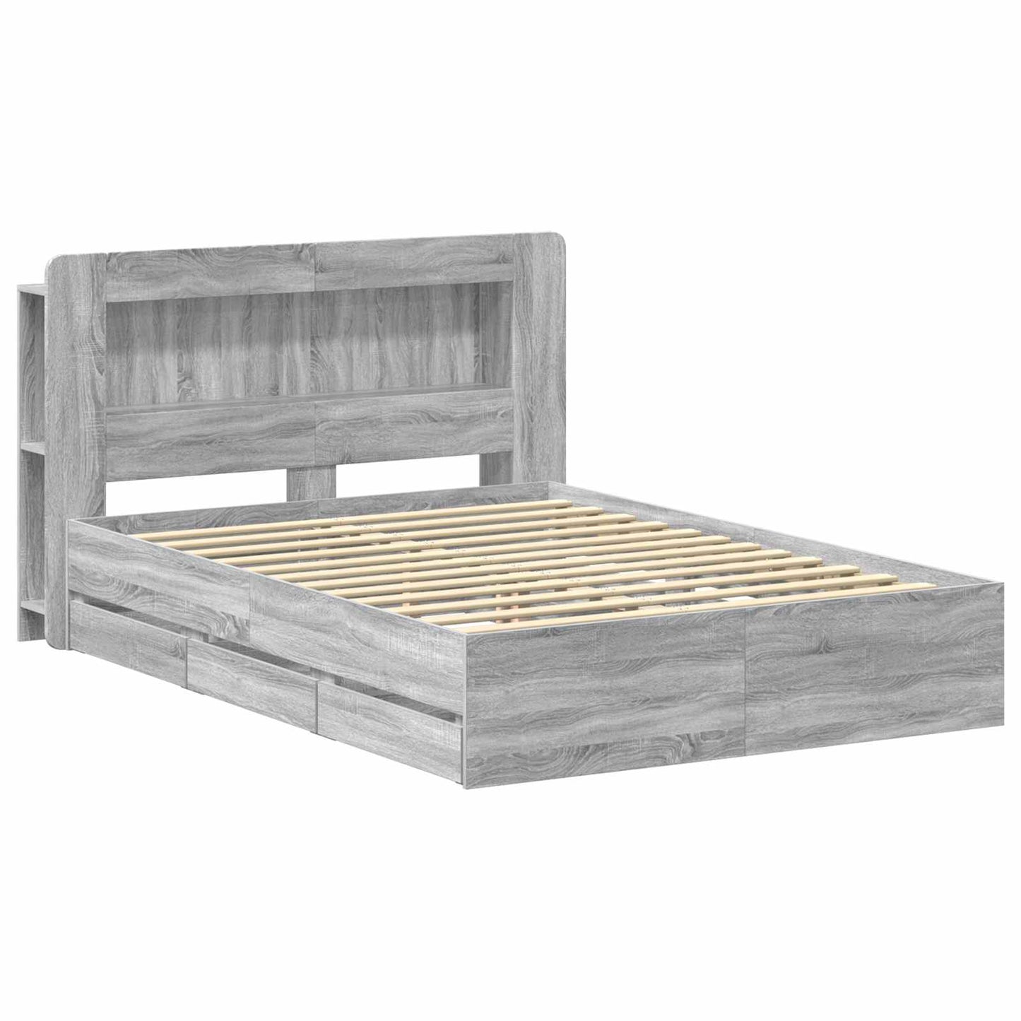 vidaXL Σκελετός κρεβατιού με αποθήκευση Γκρι Sonoma 150 x 200 cm