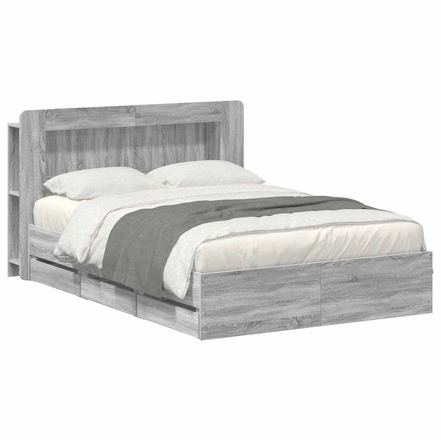 vidaXL Σκελετός κρεβατιού με αποθήκευση Γκρι Sonoma 160 x 200 cm