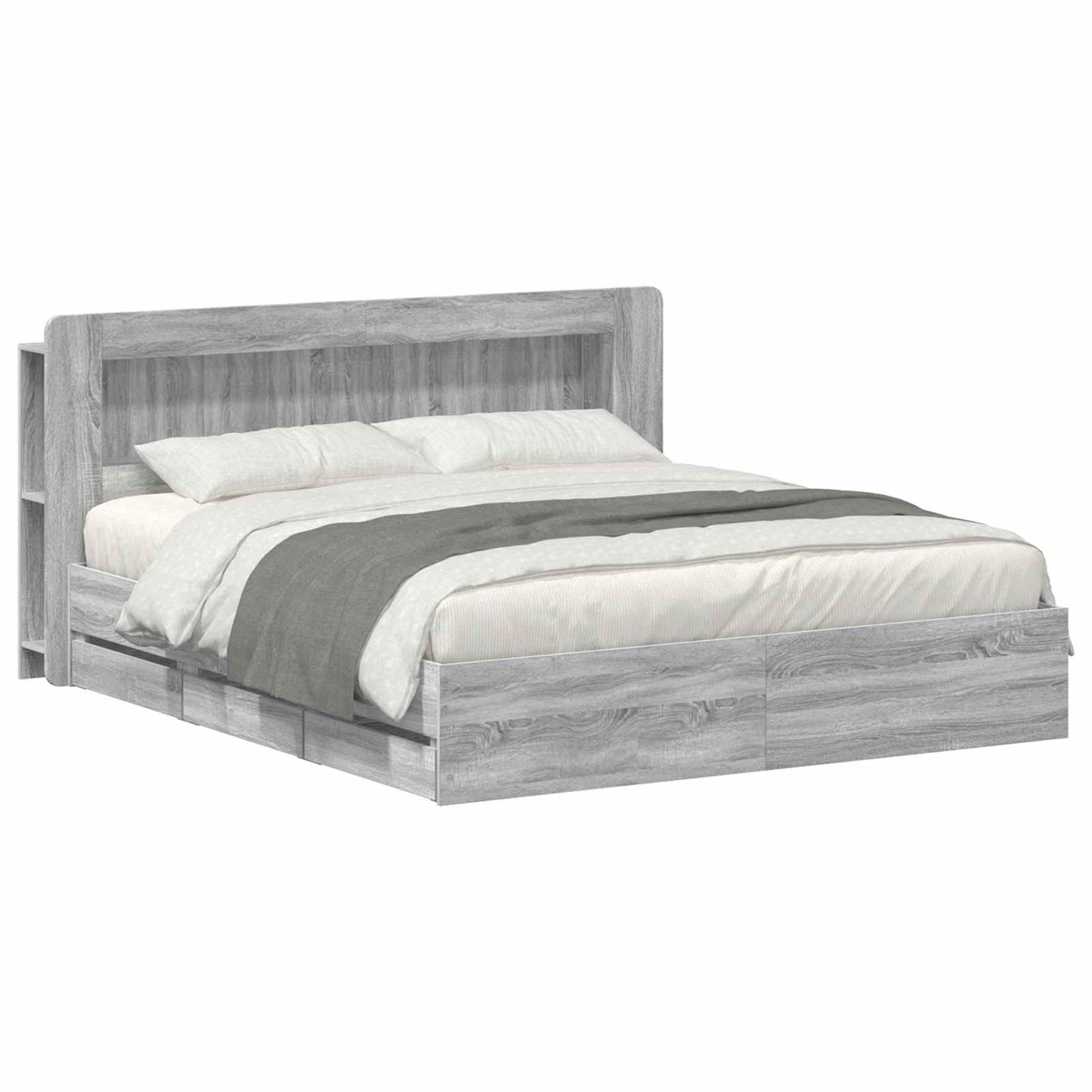 vidaXL Σκελετός κρεβατιού με αποθήκευση Γκρι Sonoma 180 x 200 cm