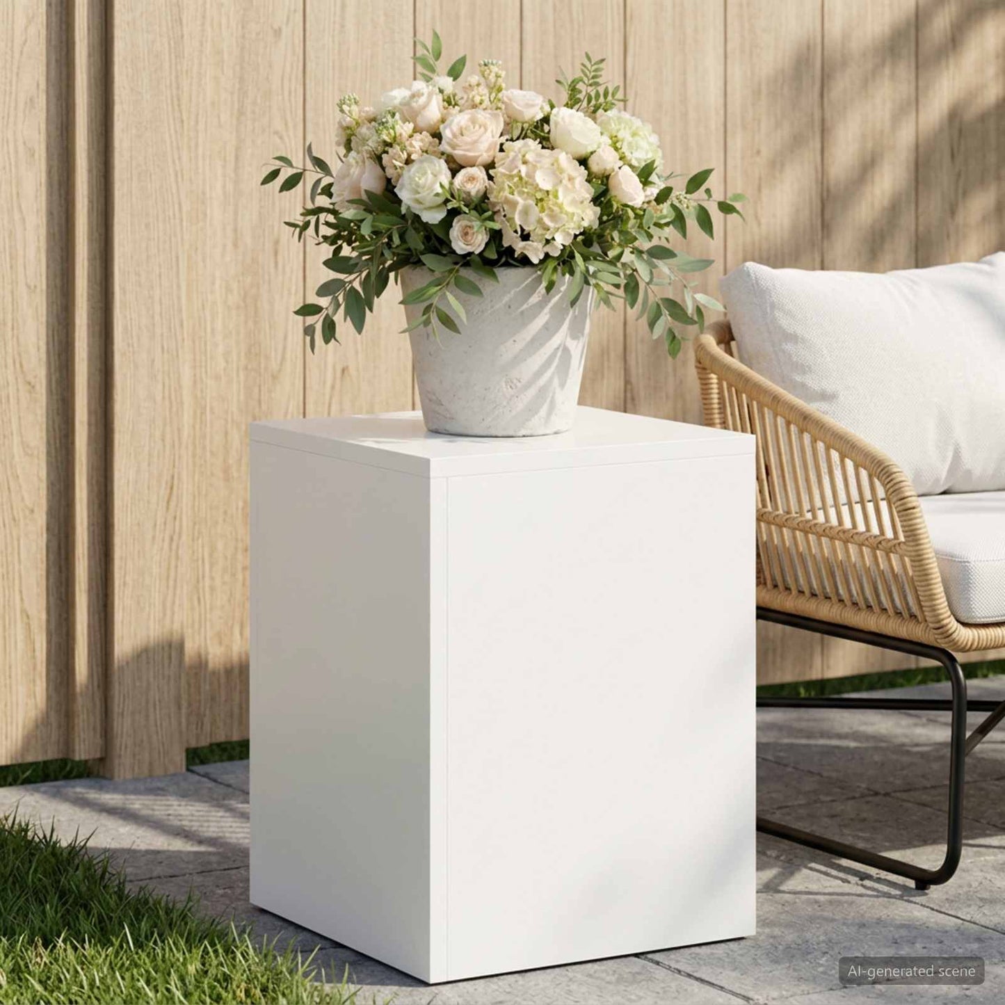 vidaXL Βάση φυτών Λευκό 30 x 30 x 40 cm Ατσάλι