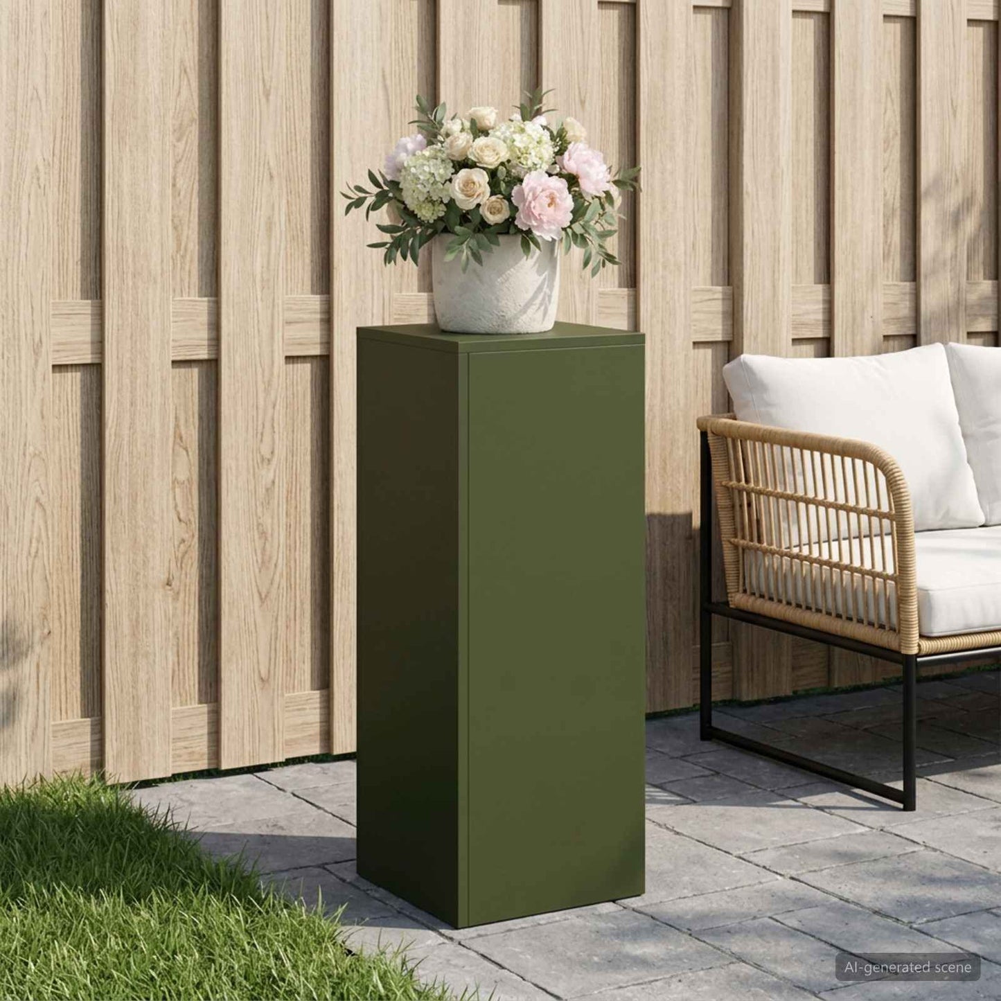 vidaXL Βάση φυτών Λαδί 30 x 30 x 80 cm Ατσάλι Σκληρυθέν στον Αέρα