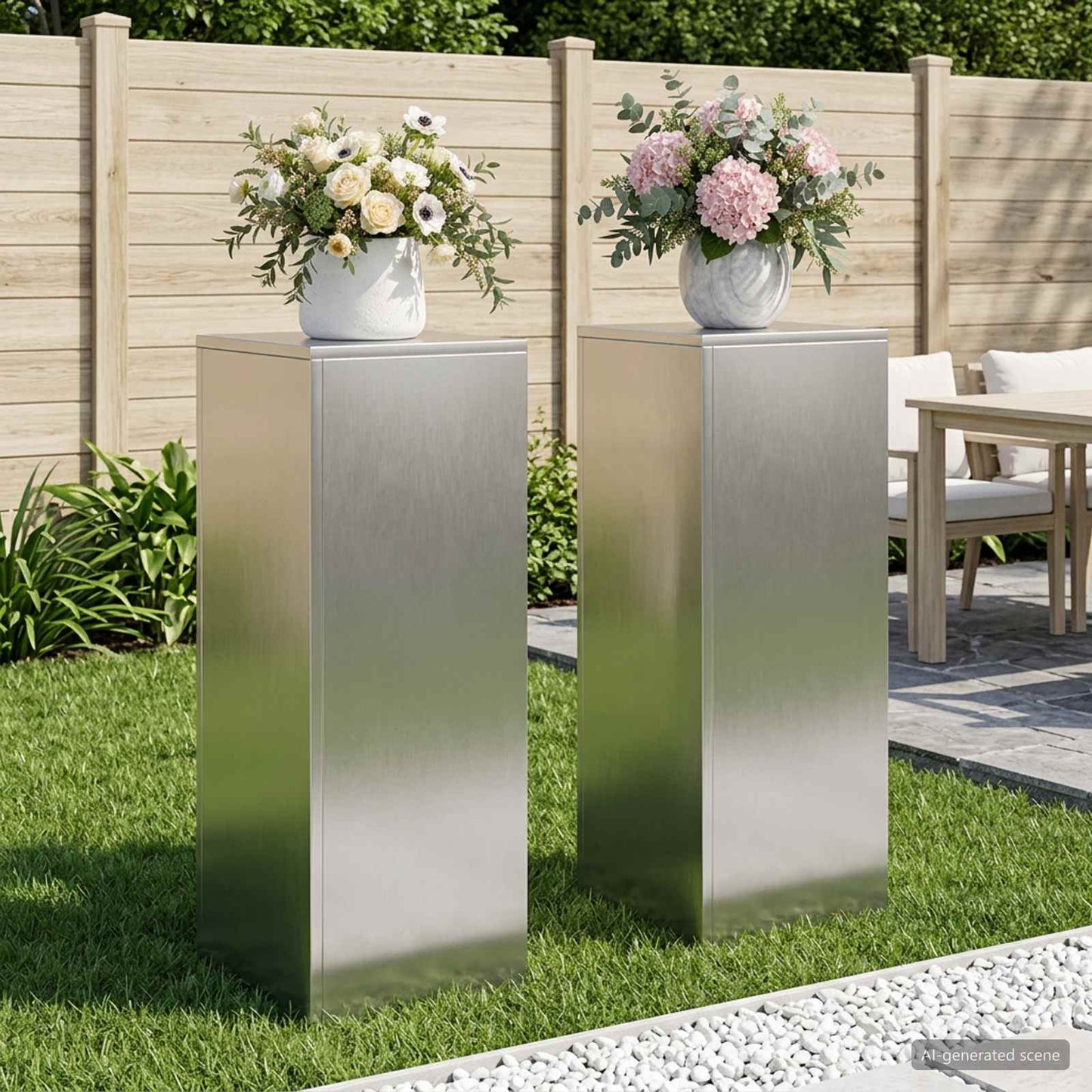 vidaXL Βάση φυτών 2 pcs Ασημί 30 x 30 x 80 cm Ατσάλι