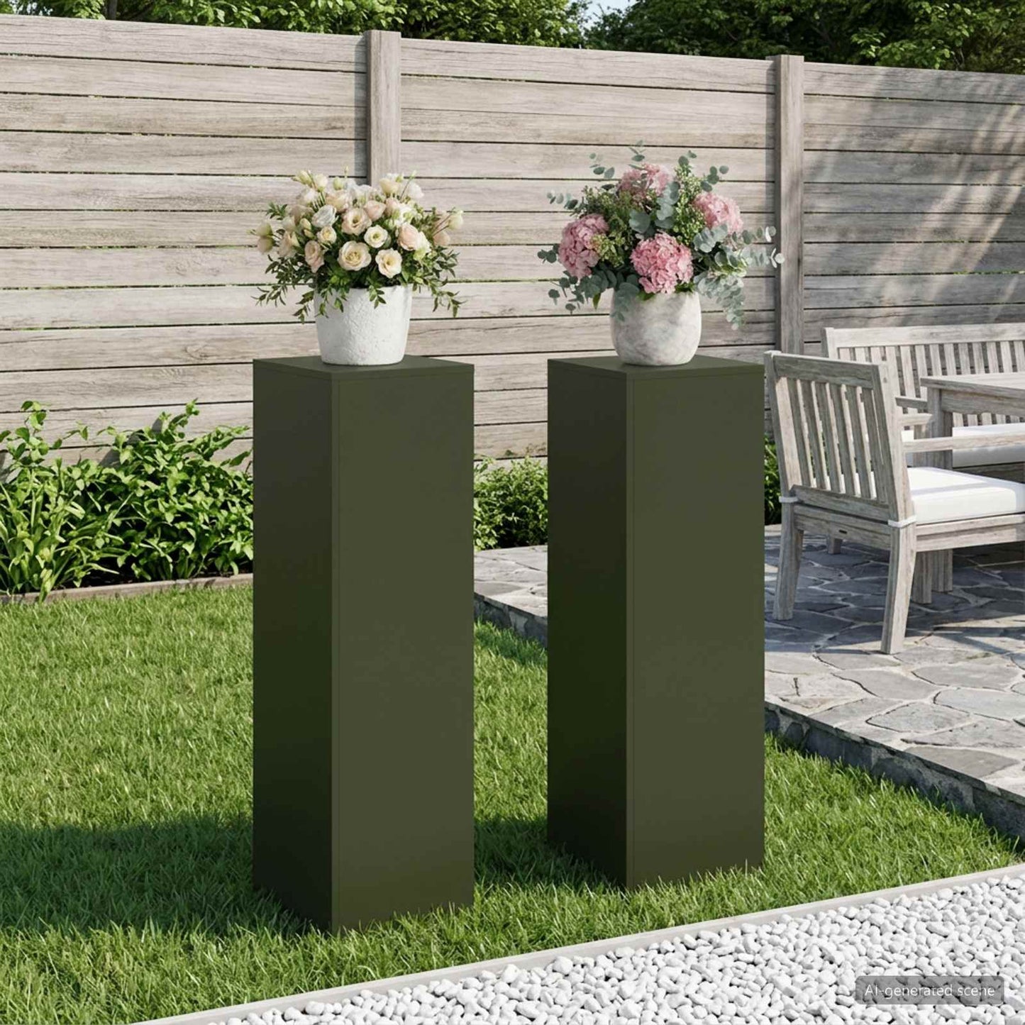 vidaXL Βάση φυτών 2 pcs Λαδί 30 x 30 x 100 εκ Ατσάλι