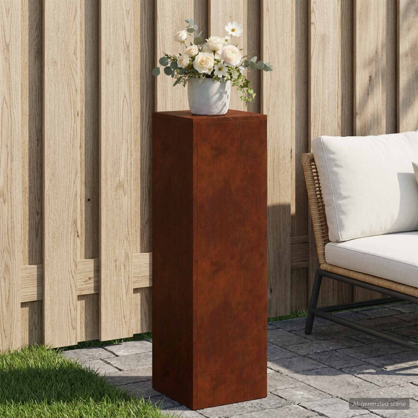 vidaXL Βάση φυτών Σκ rusty 30 x 30 x 100 εκ Ατσάλι Σκληρυθέν στον Αέρα