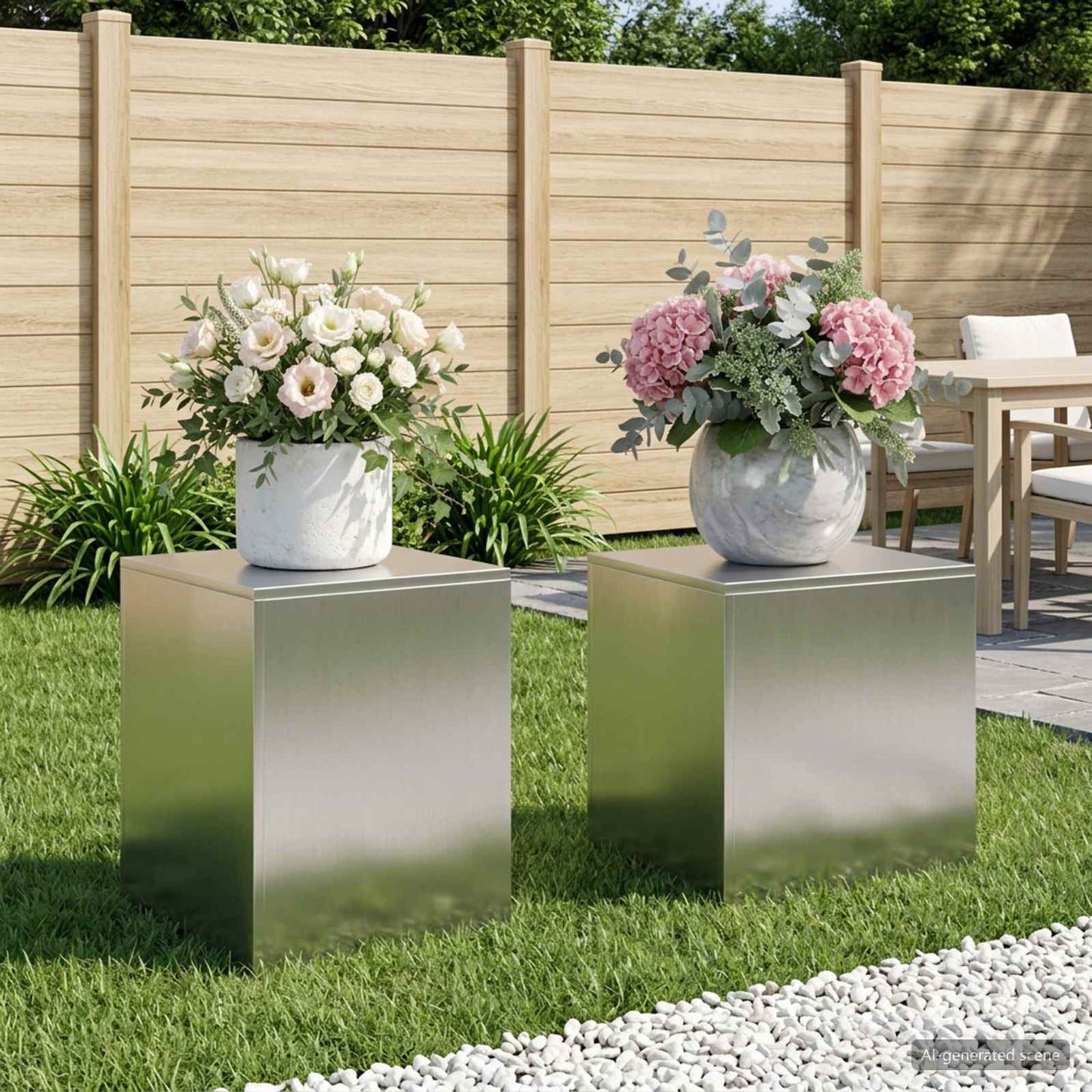 vidaXL Βάση φυτών 2 pcs Ασημί 40 x 40 x 40 cm Ατσάλι
