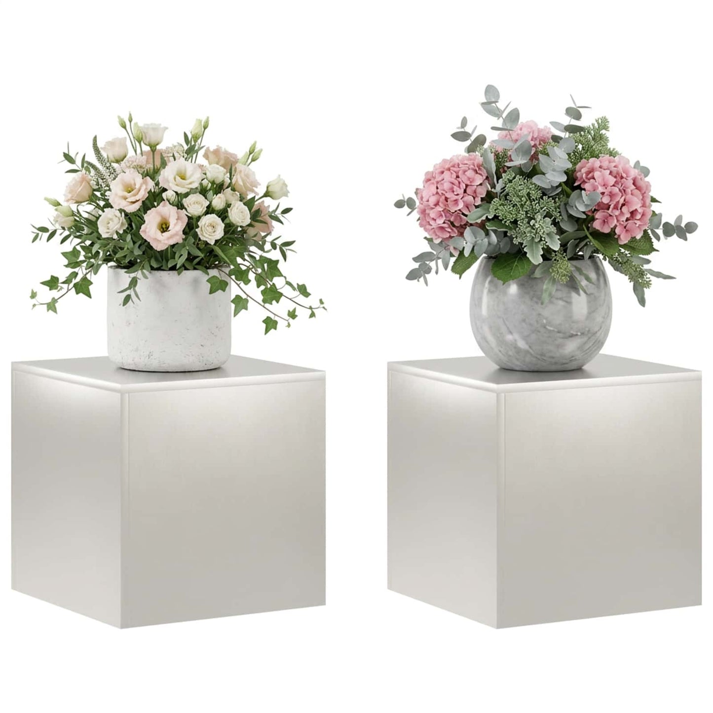 vidaXL Βάση φυτών 2 pcs Ασημί 40 x 40 x 40 cm Ατσάλι