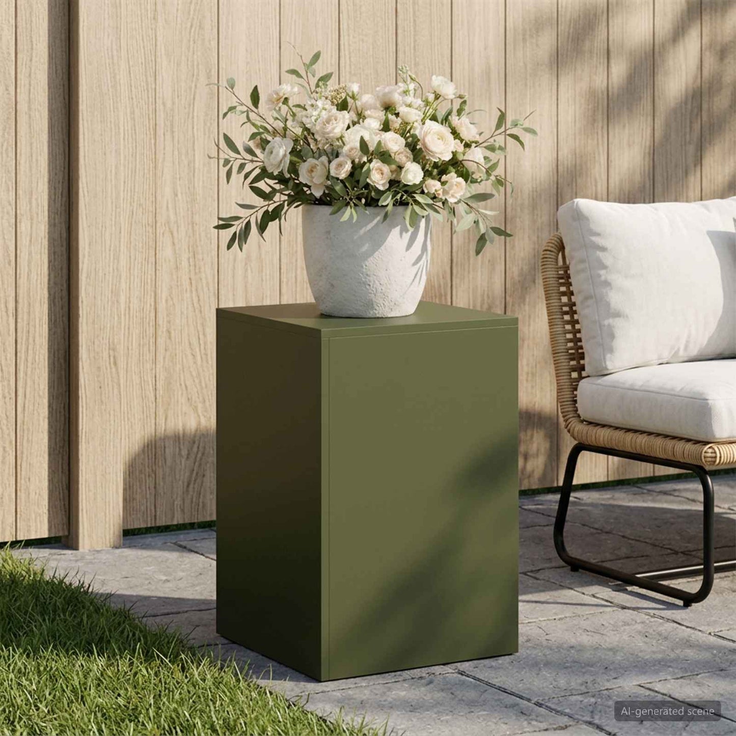 vidaXL Βάση φυτών Λαδί 40 x 40 x 60 cm Ατσάλι Σκληρυθέν στον Αέρα
