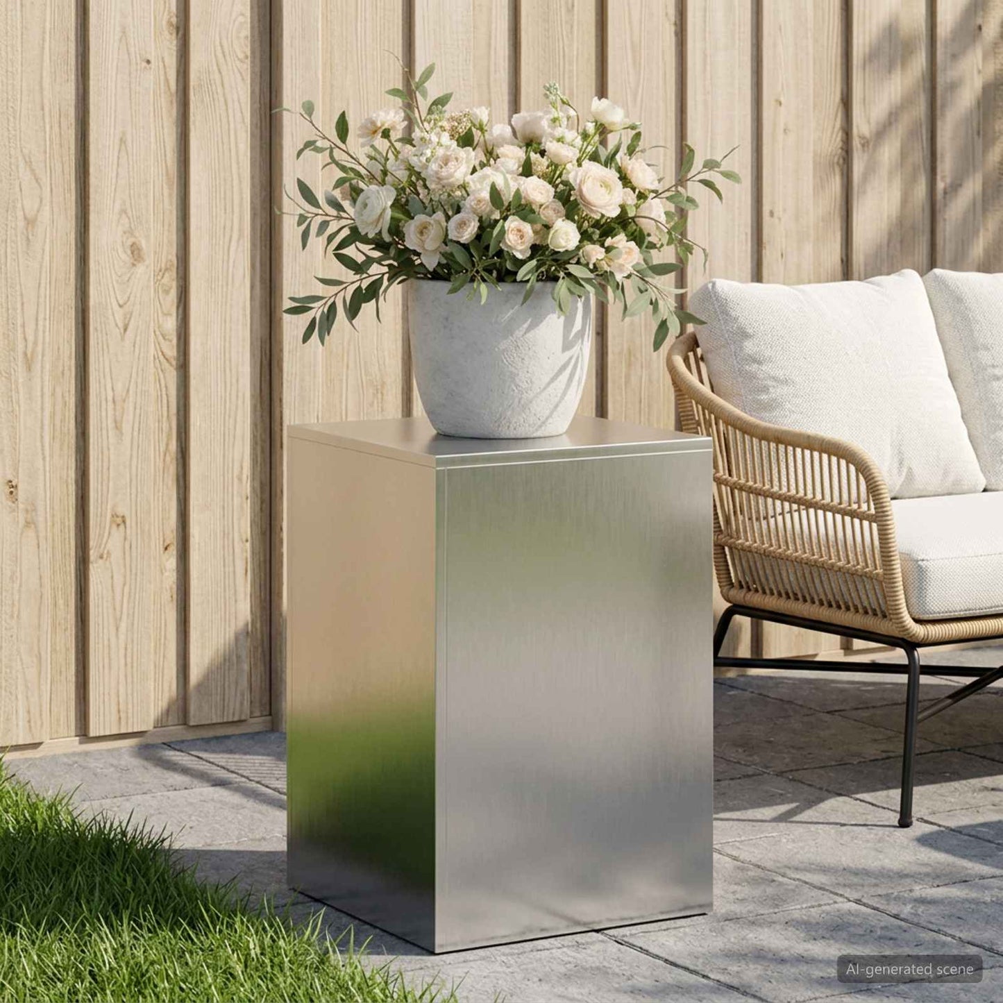 vidaXL Βάση φυτών Ασημί 40 x 40 x 60 cm Ατσάλι