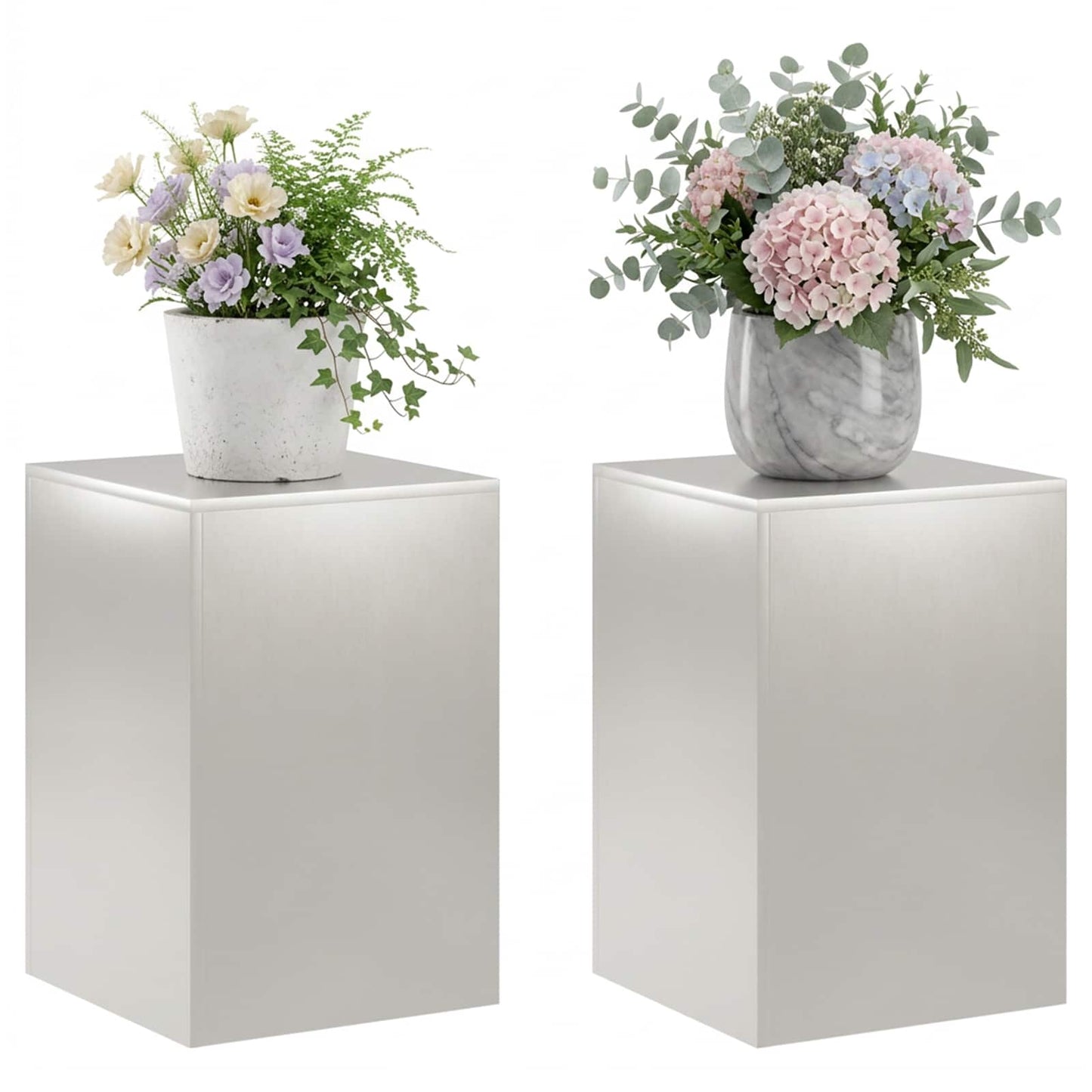 vidaXL Βάση φυτών 2 pcs Ασημί 40 x 40 x 60 cm Ατσάλι