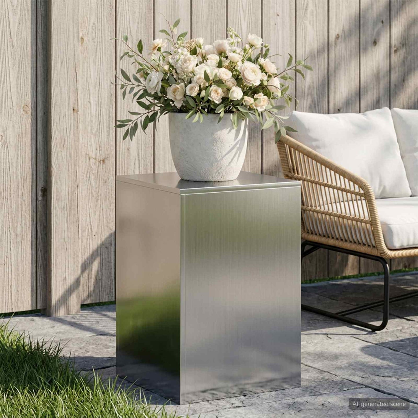 vidaXL Βάση φυτών Ασημί 40 x 40 x 60 cm Ατσάλι