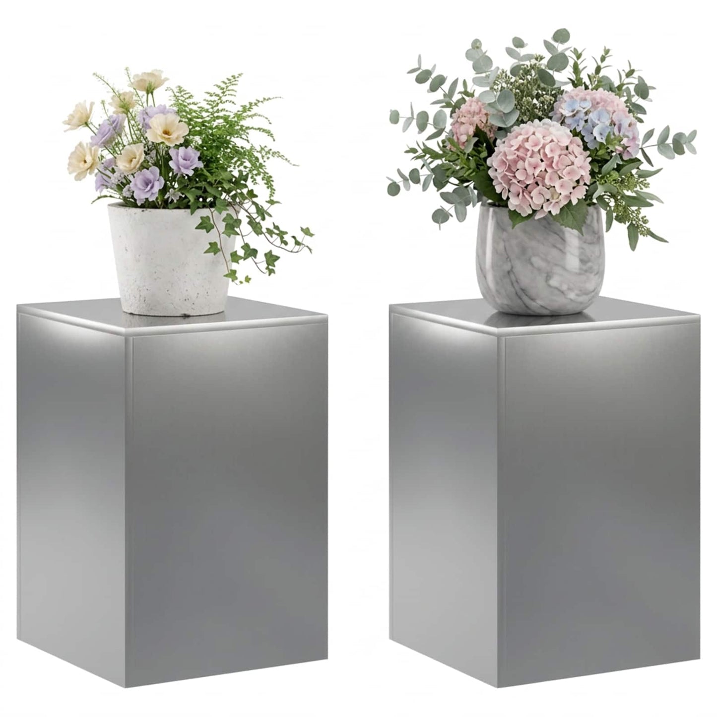 vidaXL Βάση φυτών 2 pcs Ασημί 40 x 40 x 60 cm Ανοξείδωτο Ατσάλι