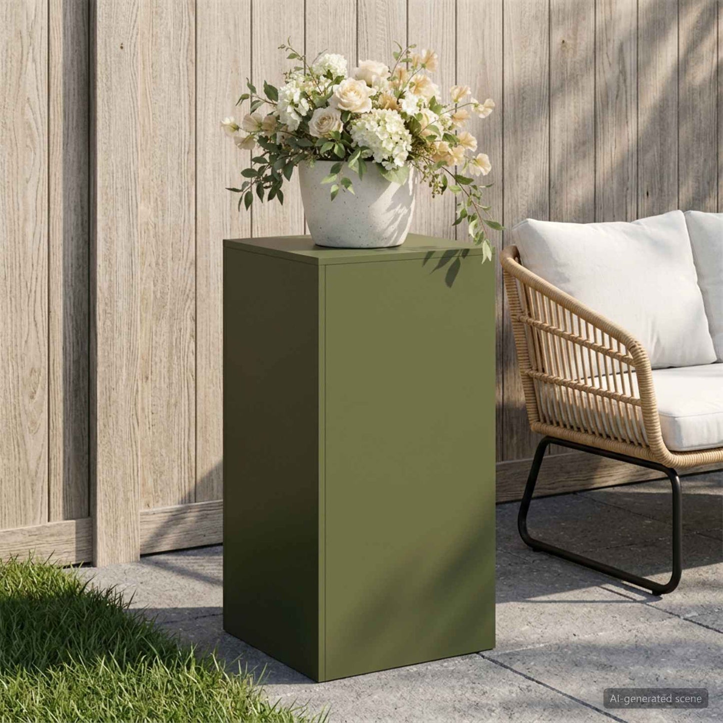 vidaXL Βάση φυτών Λαδί 40 x 40 x 80 cm Ατσάλι Σκληρυθέν στον Αέρα