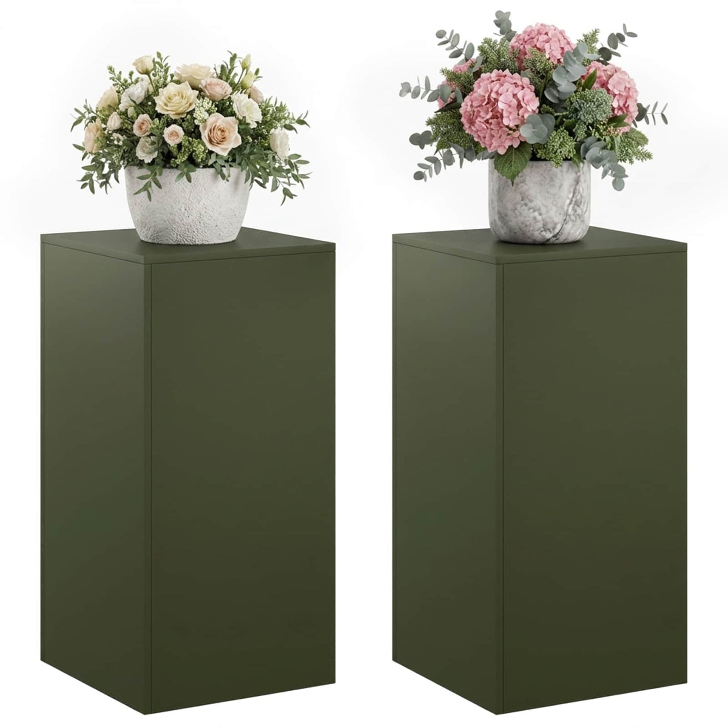 vidaXL Βάση φυτών 2 pcs Λαδί 40 x 40 x 80 cm Ατσάλι