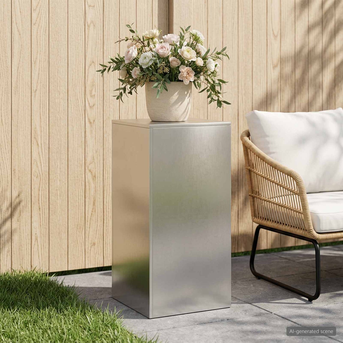 vidaXL Βάση φυτών Ασημί 40 x 40 x 80 cm Ατσάλι