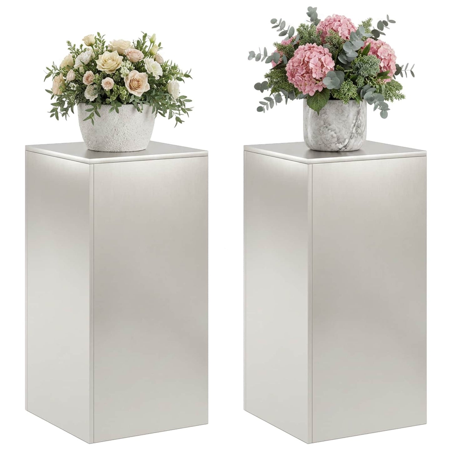 vidaXL Βάση φυτών 2 pcs Ασημί 40 x 40 x 80 cm Ατσάλι