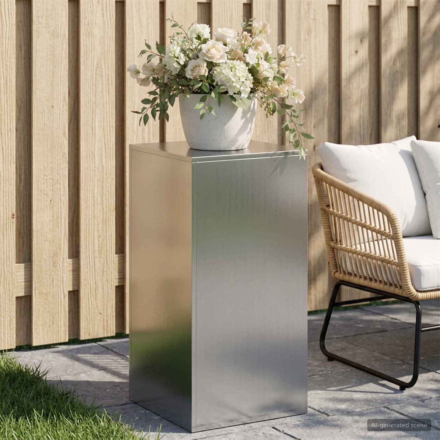 vidaXL Βάση φυτών Ασημί 40 x 40 x 80 cm Ατσάλι