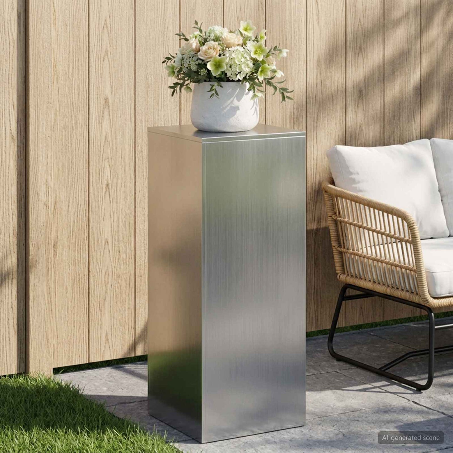 vidaXL Βάση φυτών Ασημί 40 x 40 x 100 cm Ατσάλι