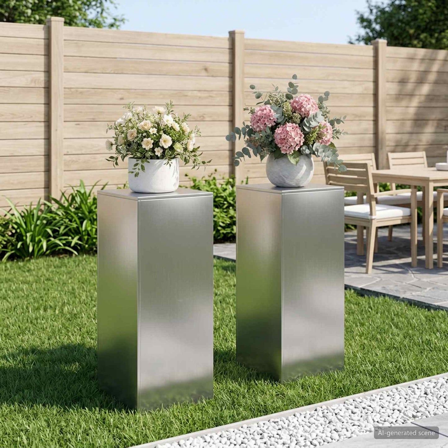 vidaXL Βάση φυτών 2 pcs Ασημί 40 x 40 x 100 cm Ανοξείδωτο Ατσάλι