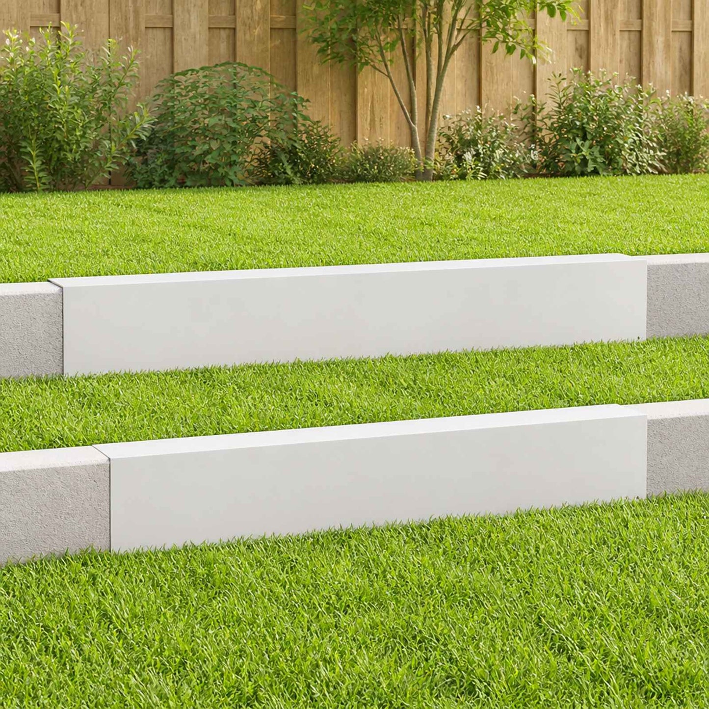 vidaXL Προφίλ επικάλυψης κήπου 2 τμχ. 100 x 10 x 15 cm Ατσάλι Λευκό