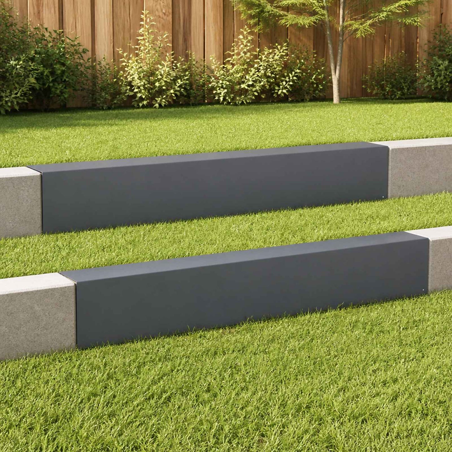 vidaXL Προφίλ επικάλυψης κήπου 2 τμχ. 100 x 10 x 15 cm Ατσάλι Ανθρακί
