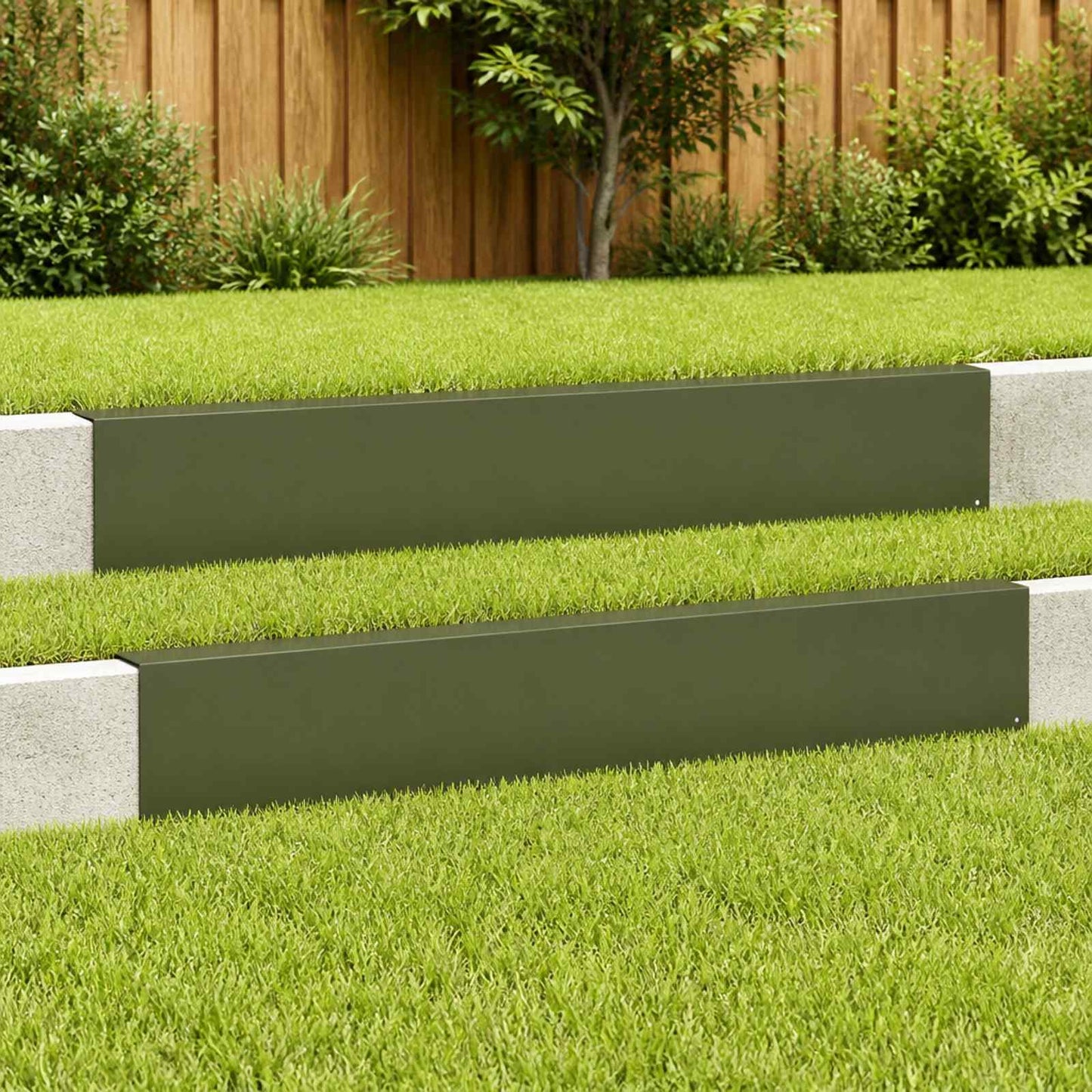 vidaXL Προφίλ επικάλυψης κήπου 2 τμχ. 100 x 10 x 15 cm Ατσάλι Λαδί